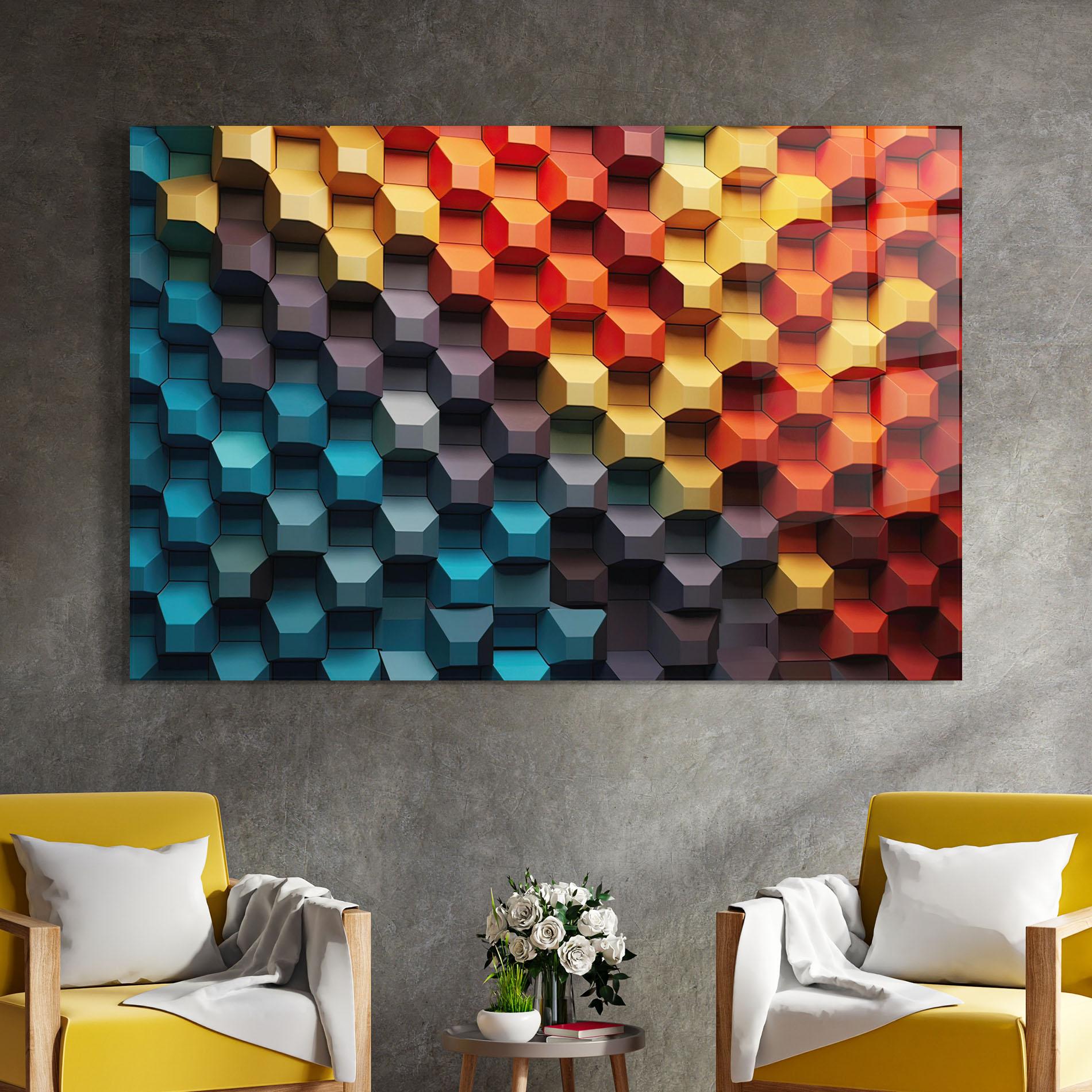 Стъклена картина 3d Sqare Mix mockup 4