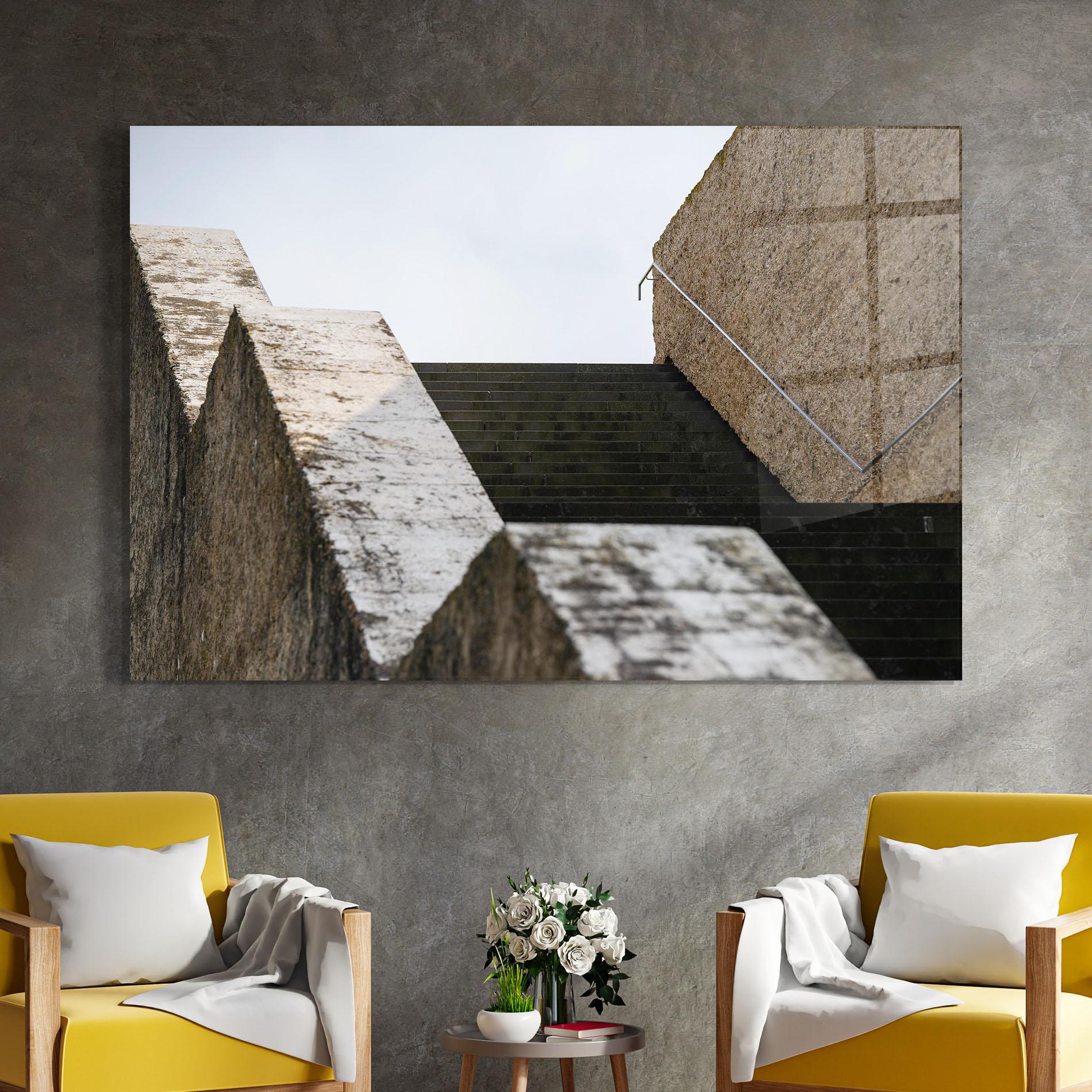 Стъклена картина Black Stairs mockup 4
