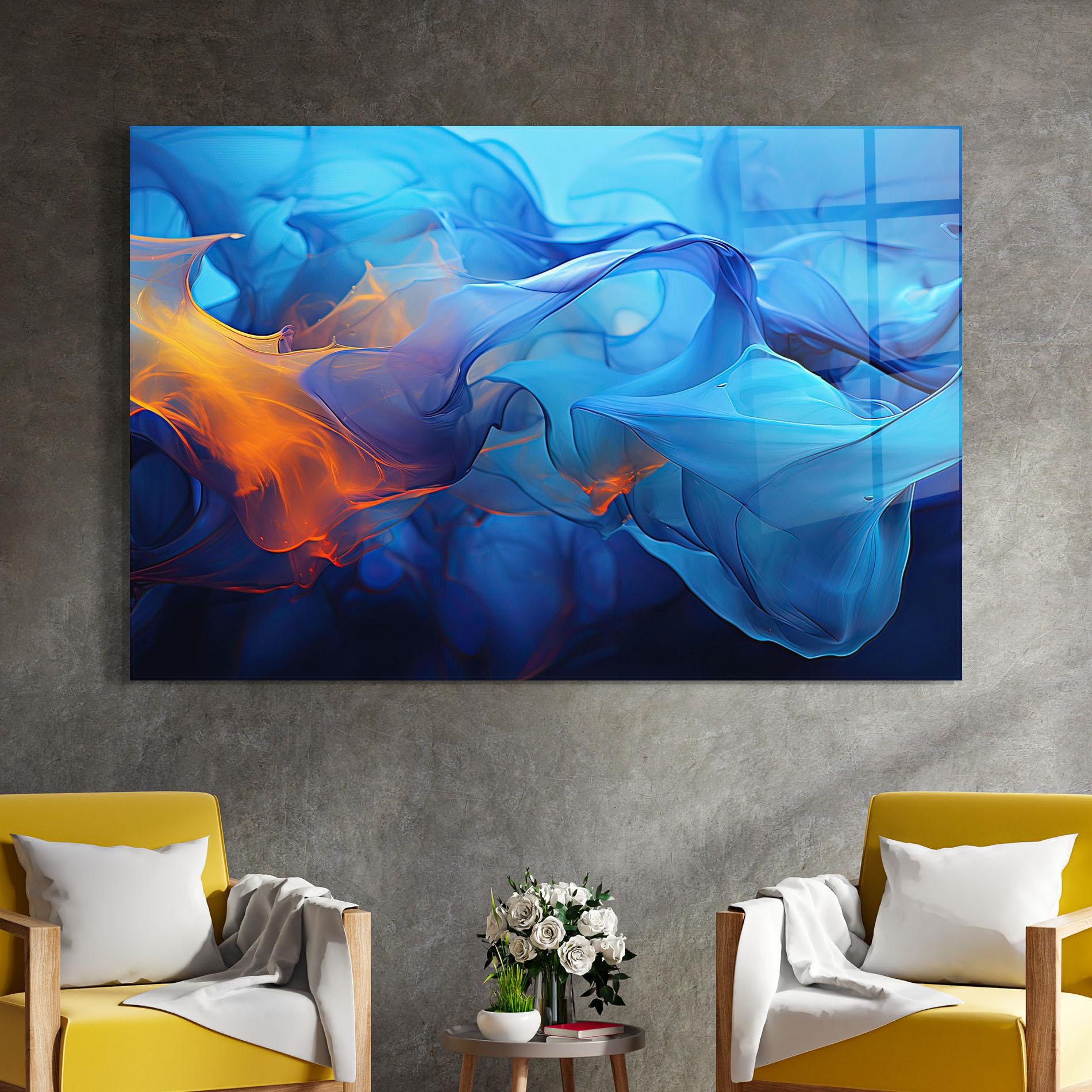 Стъклена картина Blue Orange Floating mockup 4