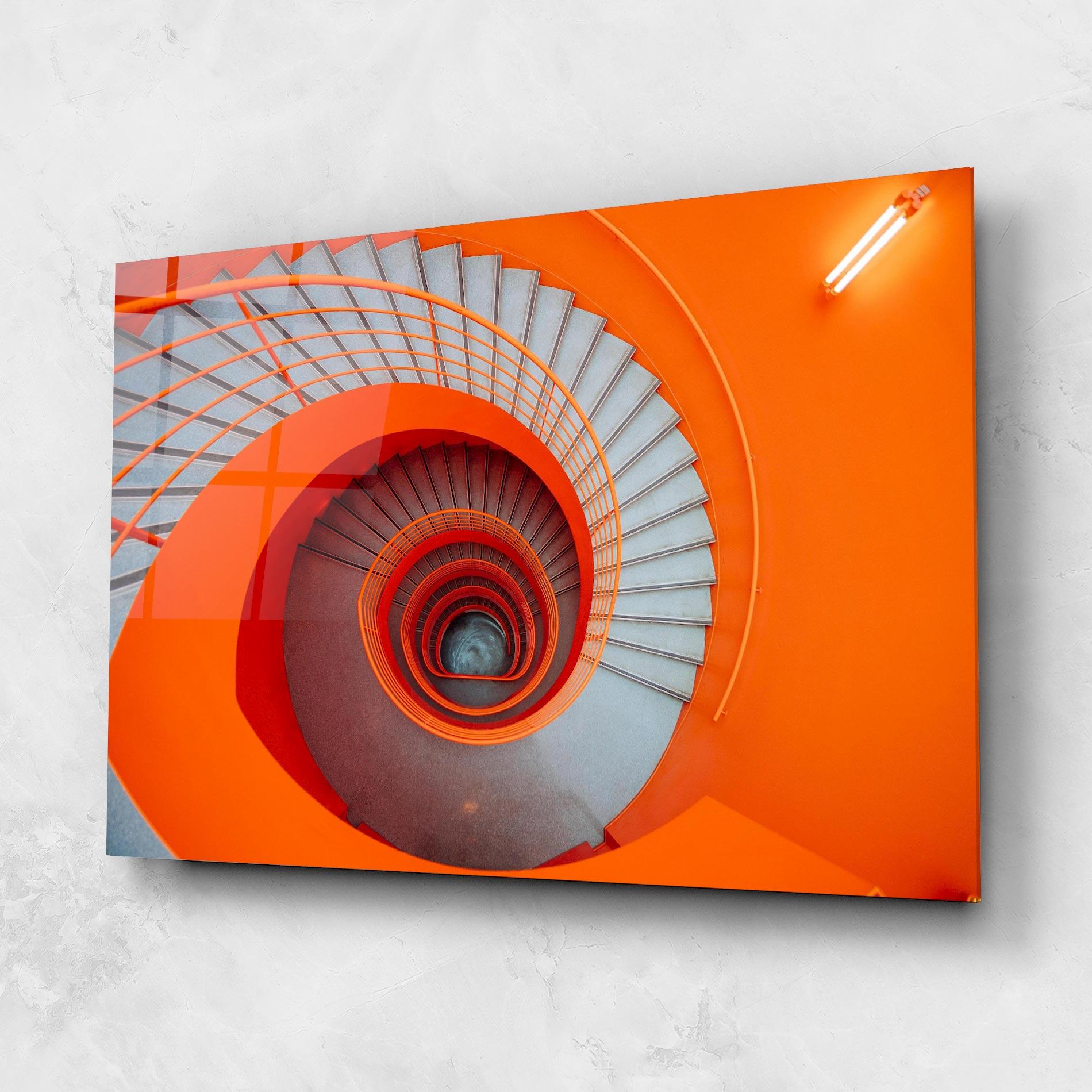 Стъклена картина Grey Orange Stairs mockup 1