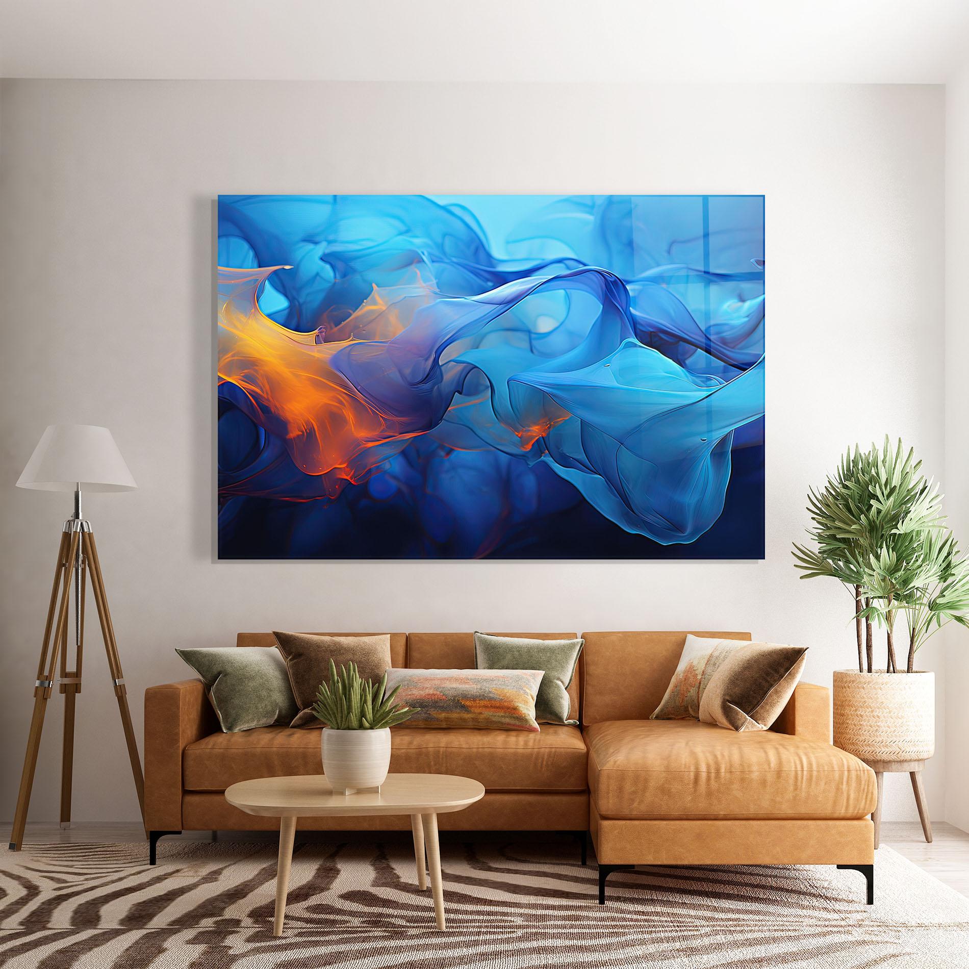 Стъклена картина Blue Orange Floating mockup 7