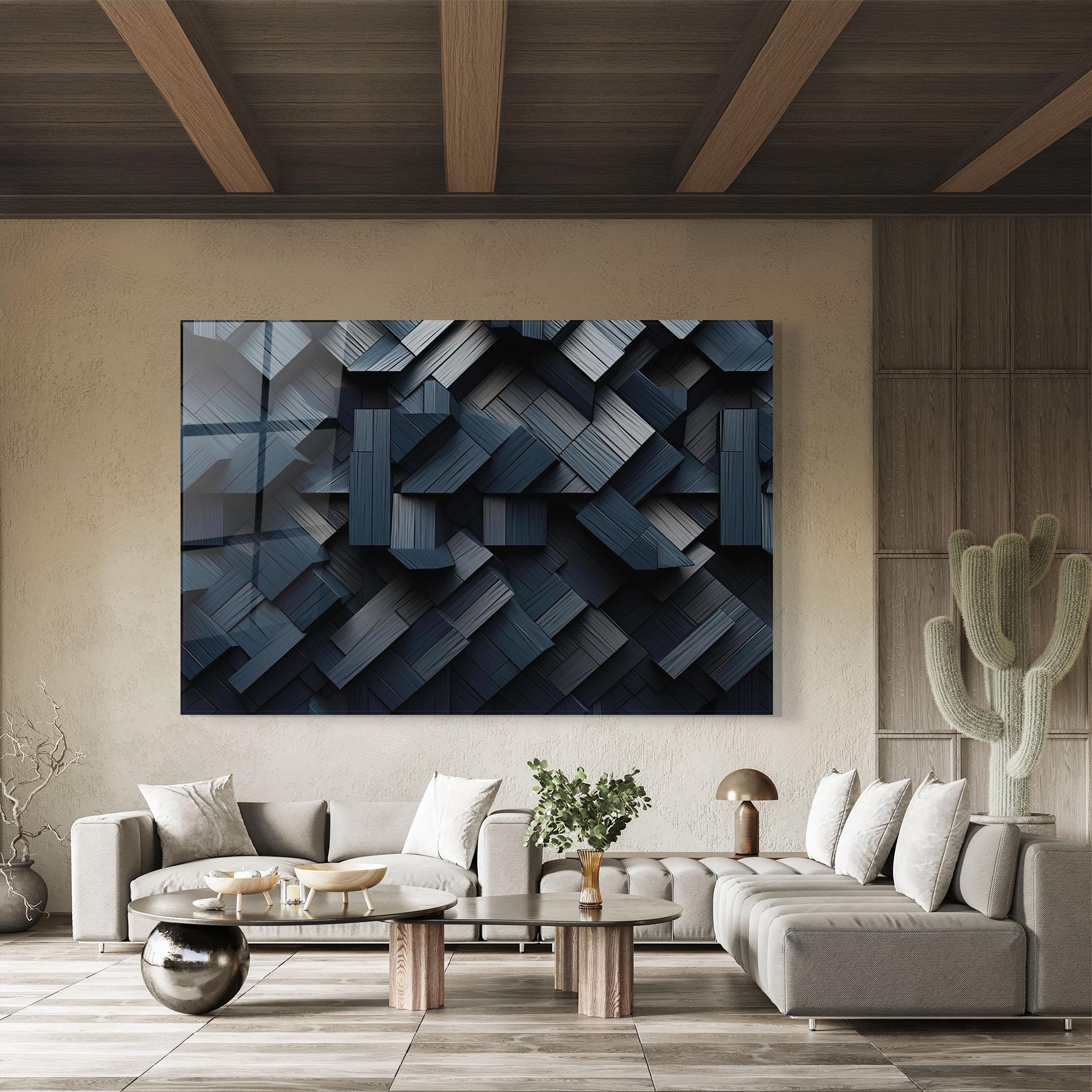 Стъклена картина Dark Blue Wall mockup 8