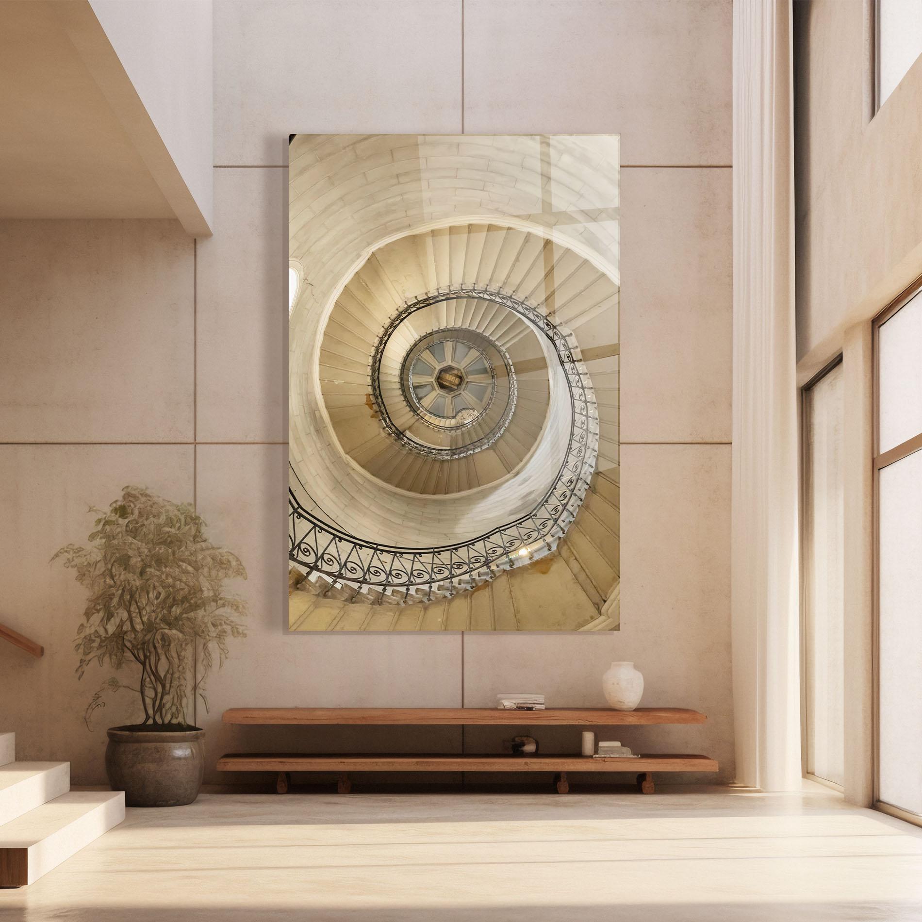 Стъклена картина Cream Down Stairs mockup 8