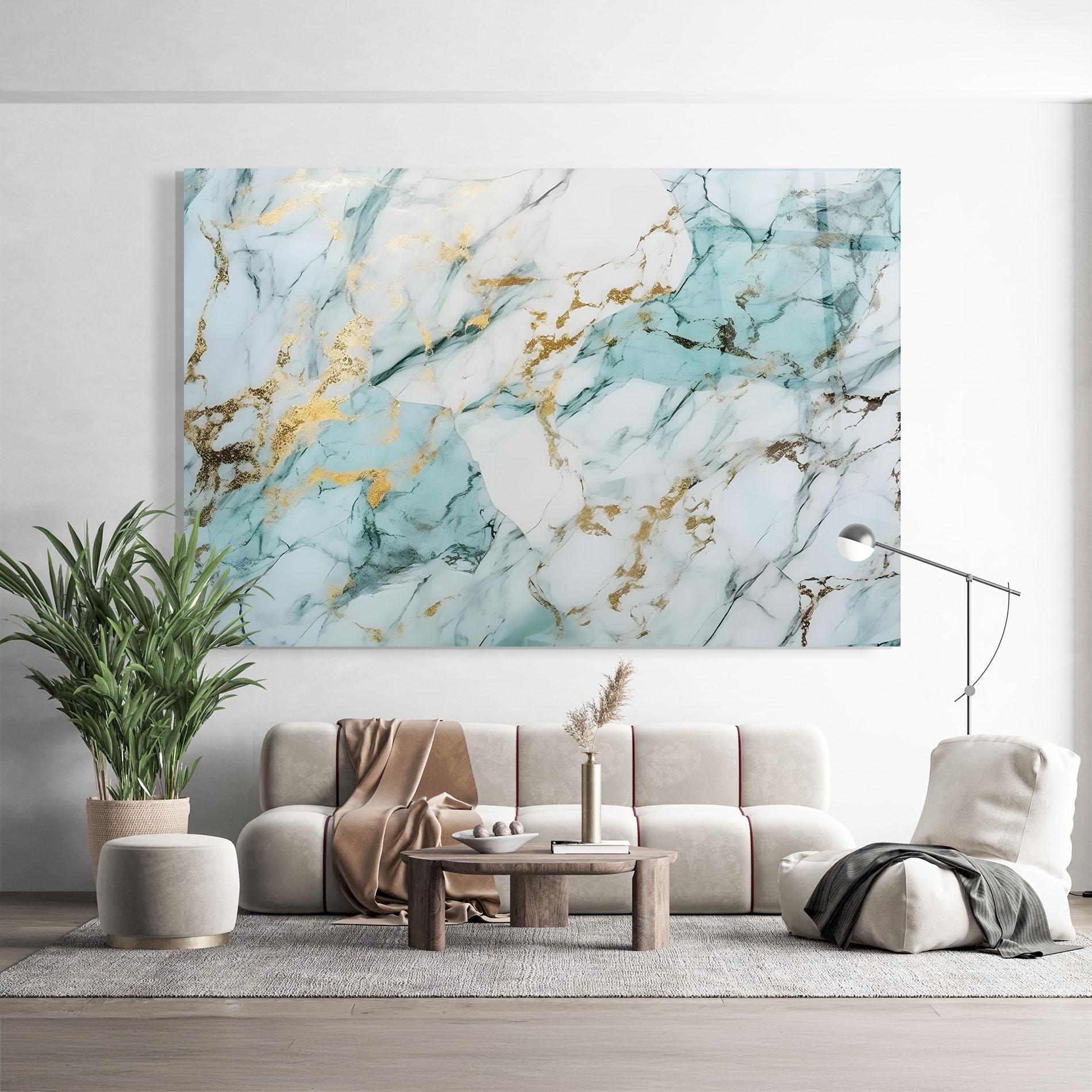 Стъклена картина Light Green Gold Line mockup 9