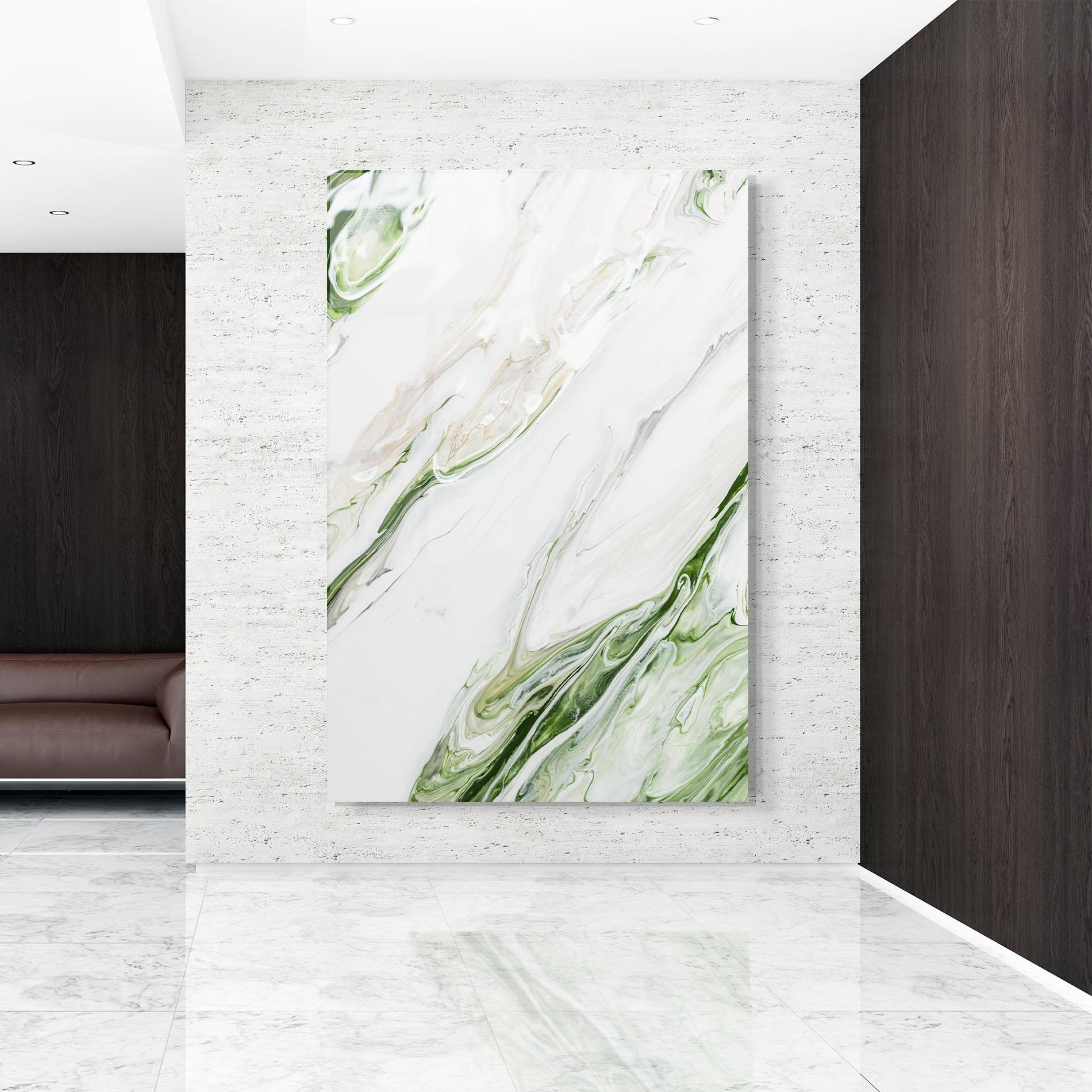 Стъклена картина Light Green Liquid mockup 9