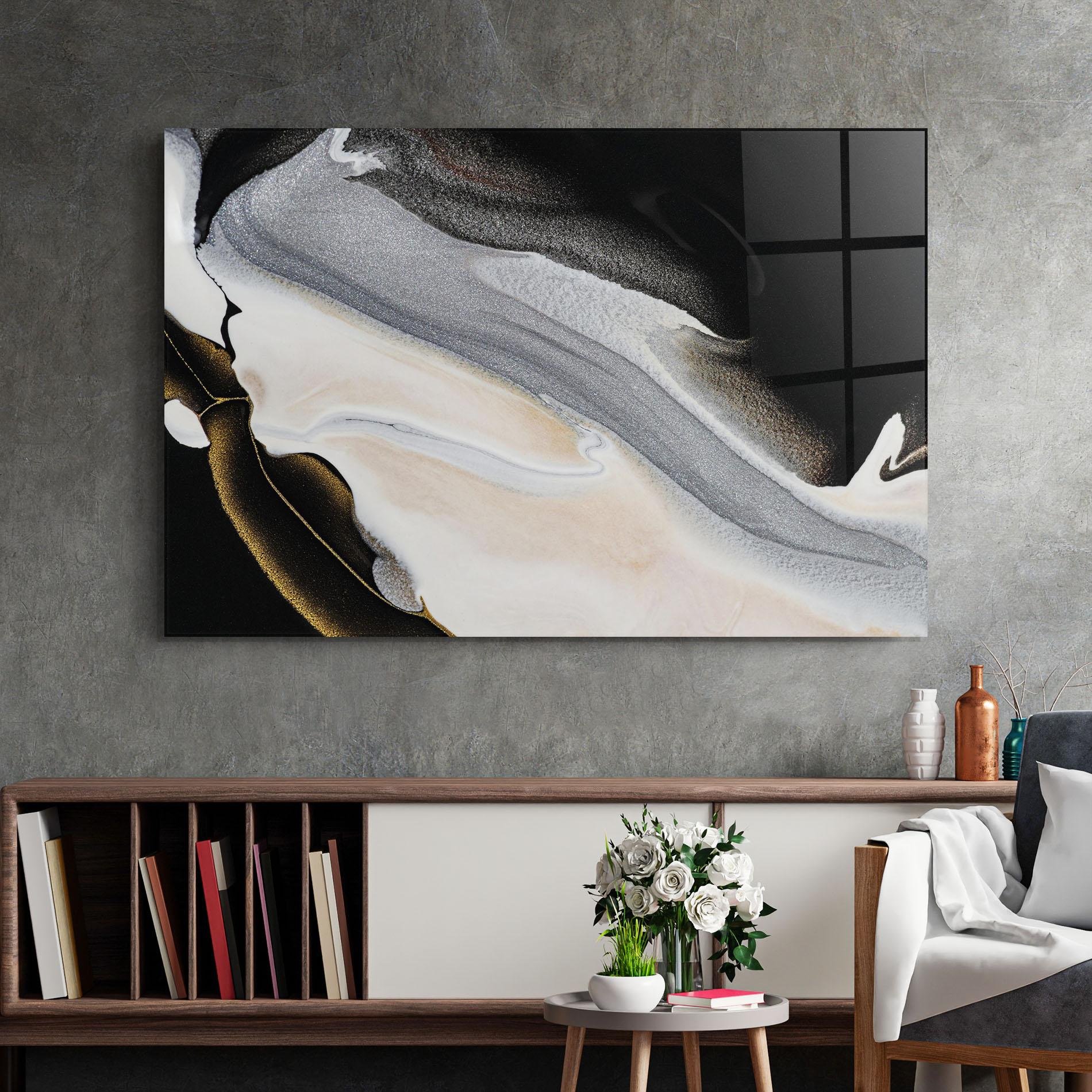 Стъклена картина Black Light Grey mockup 2