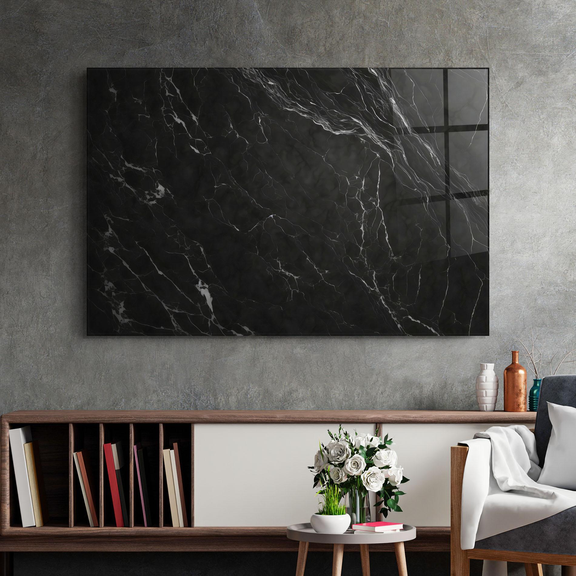 Стъклена картина Black Marble mockup 2