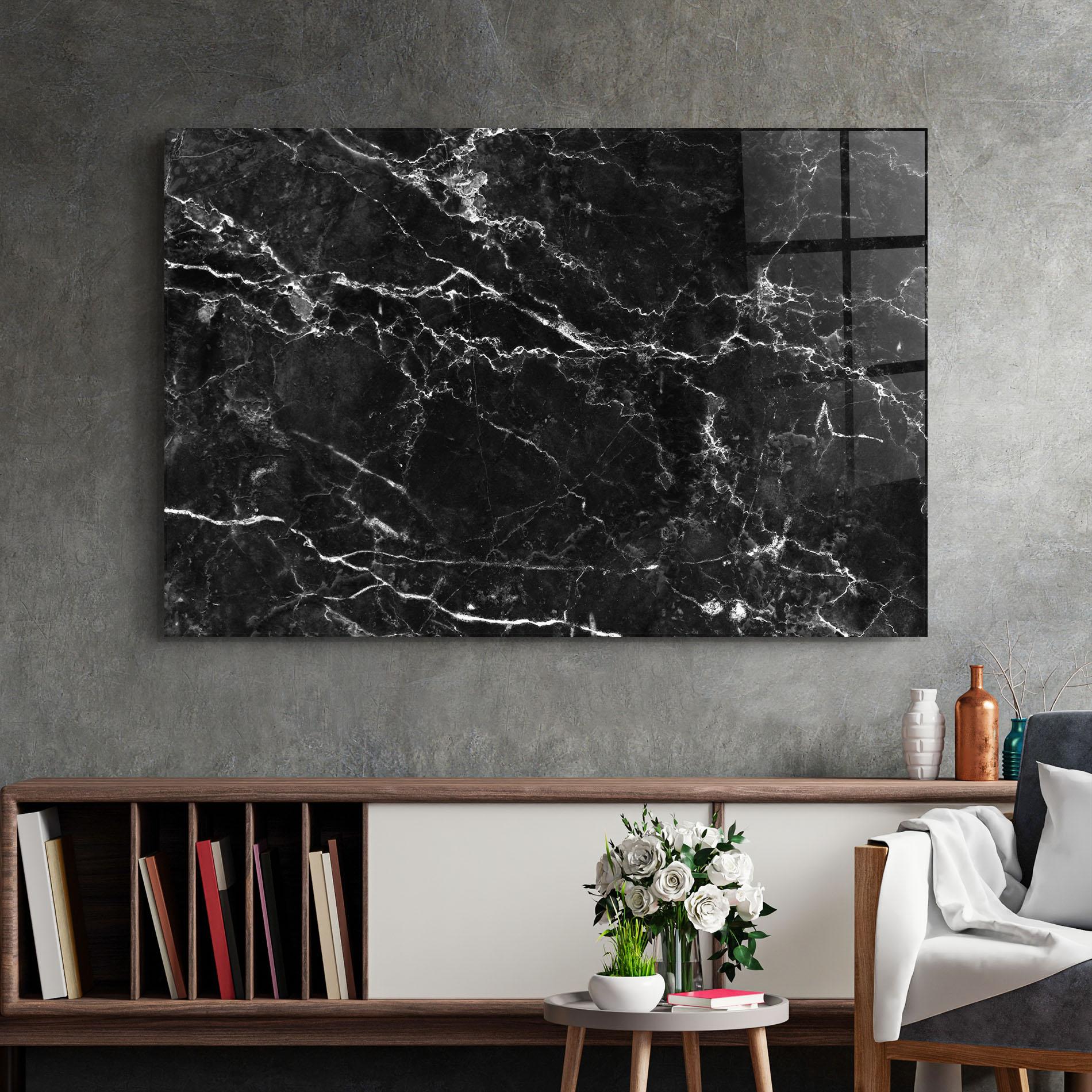 Стъклена картина Black White Marble mockup 2