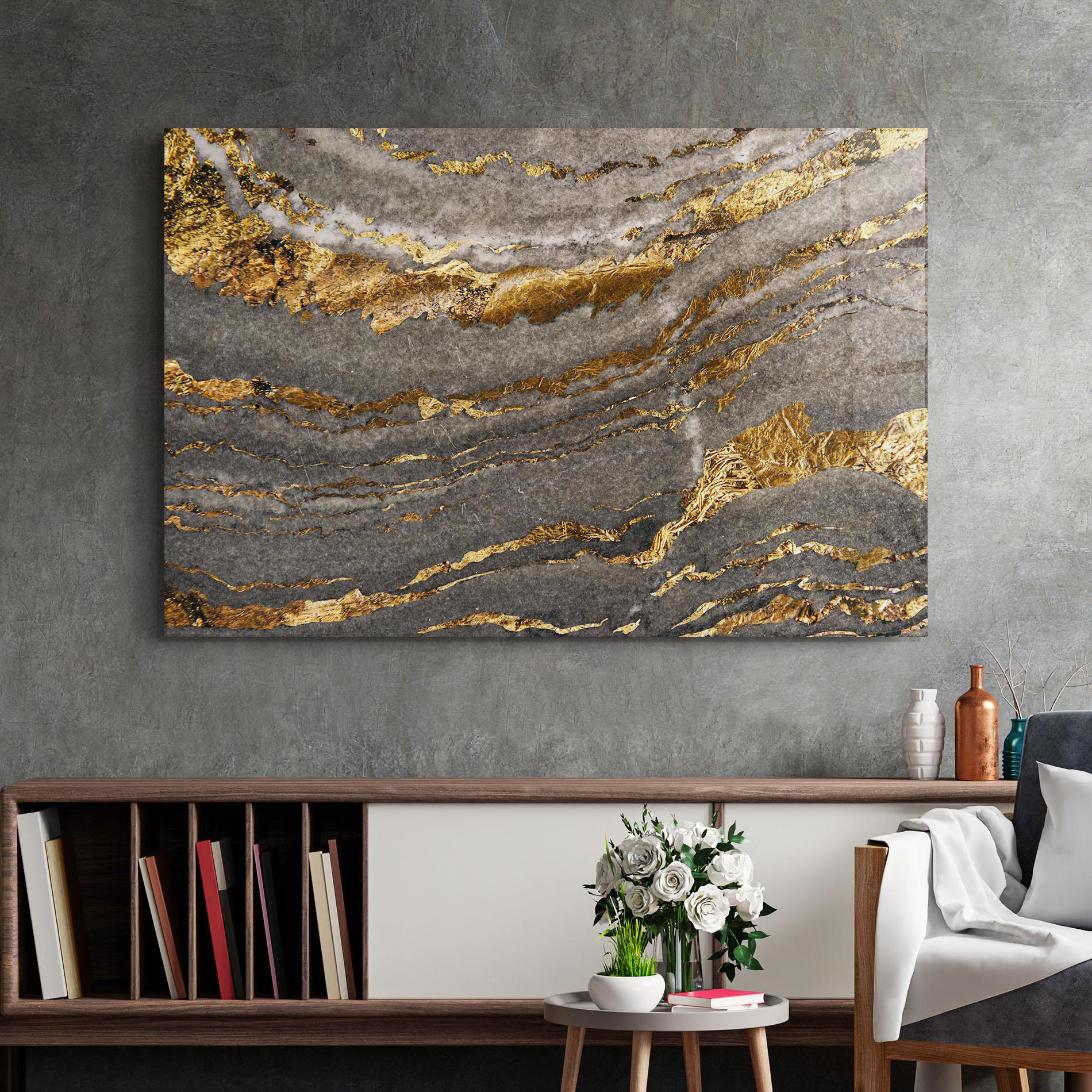 Стъклена картина Dark Colden Grey mockup 2