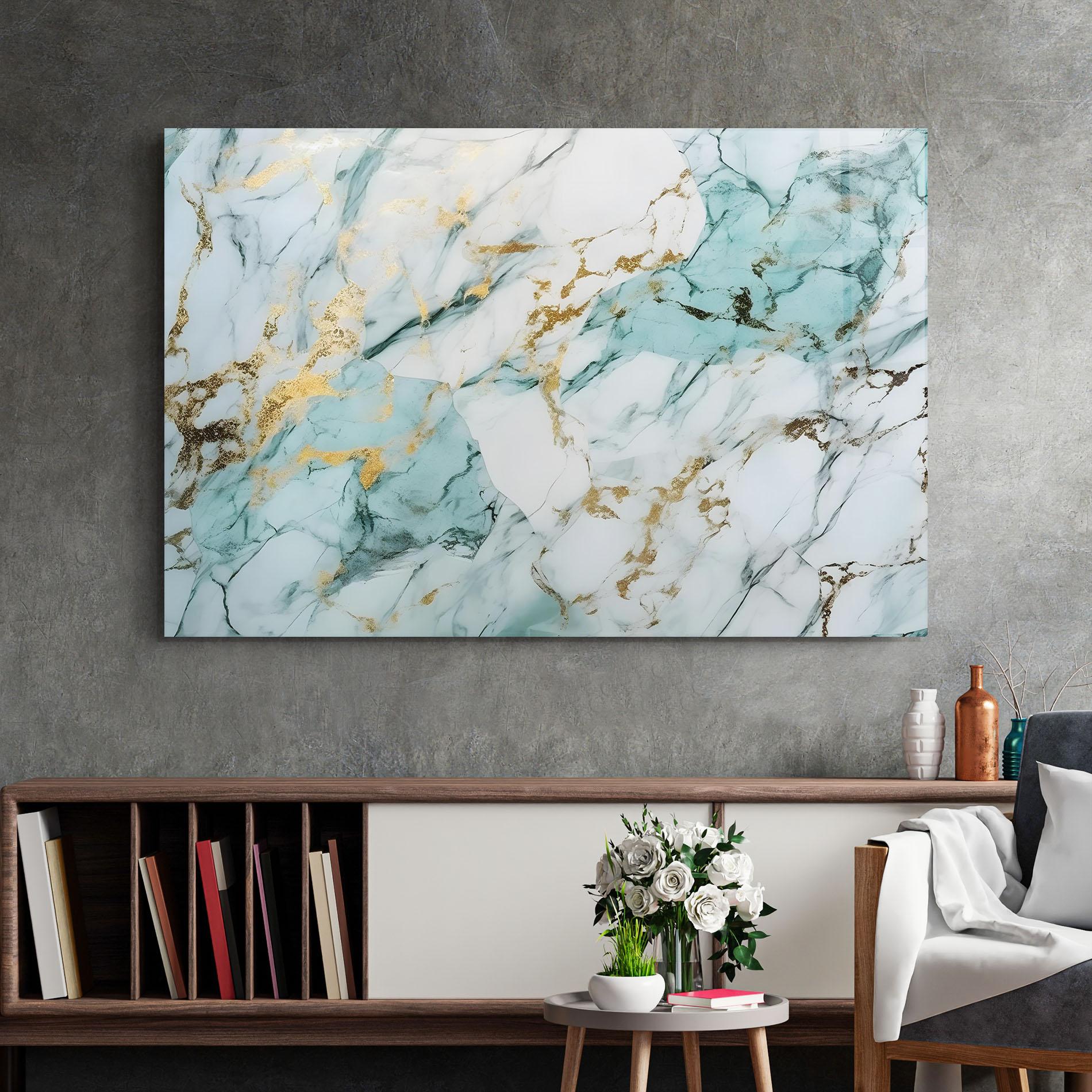 Стъклена картина Light Green Gold Line mockup 2