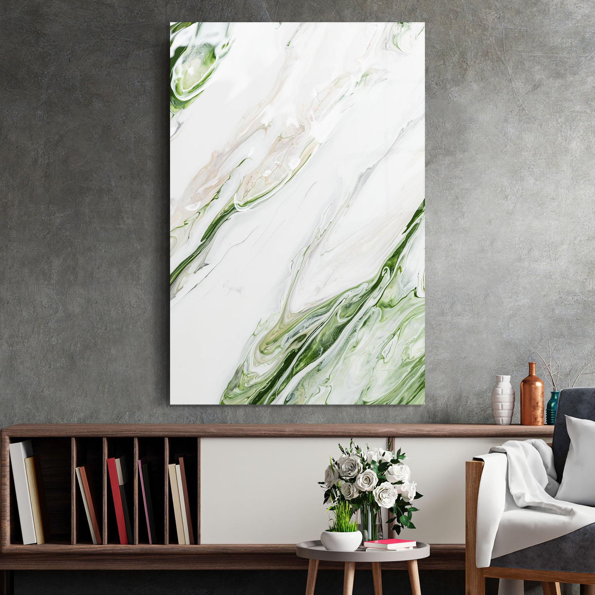 Стъклена картина Light Green Liquid mockup 2