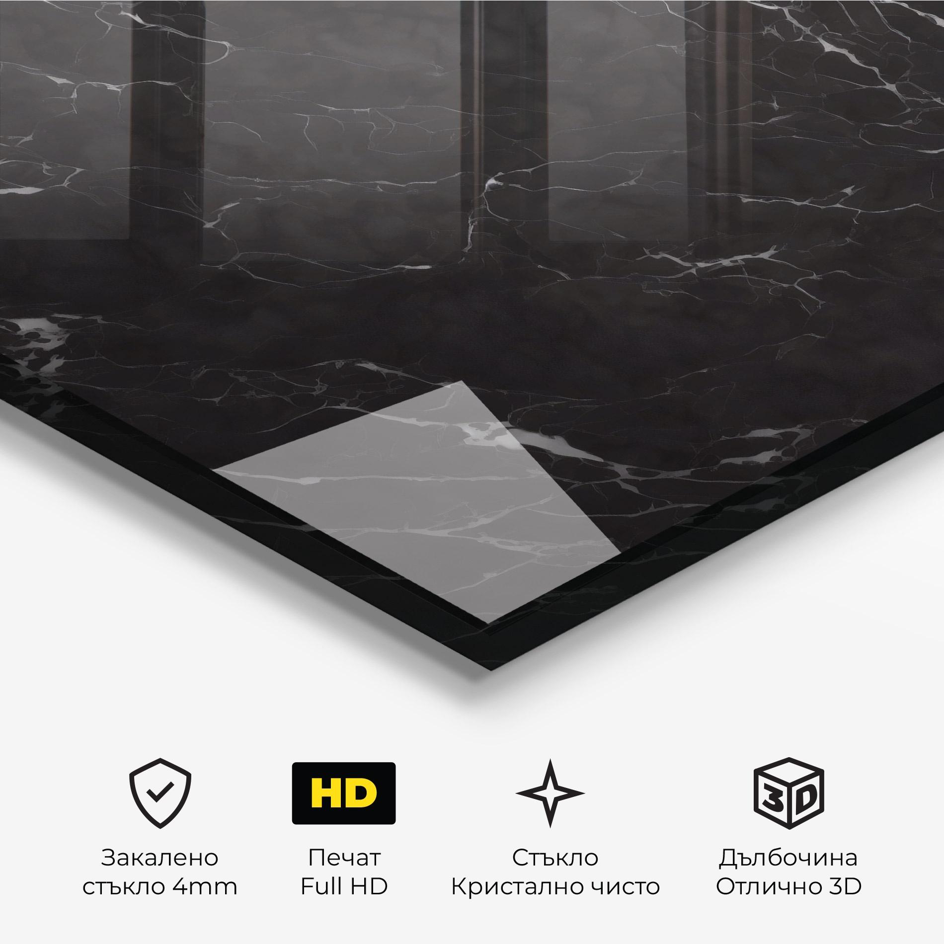 Стъклена картина Black Marble mockup 3