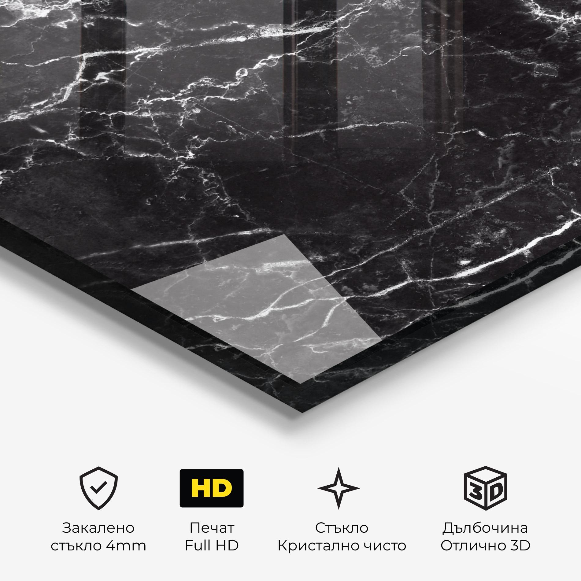 Стъклена картина Black White Marble mockup 3