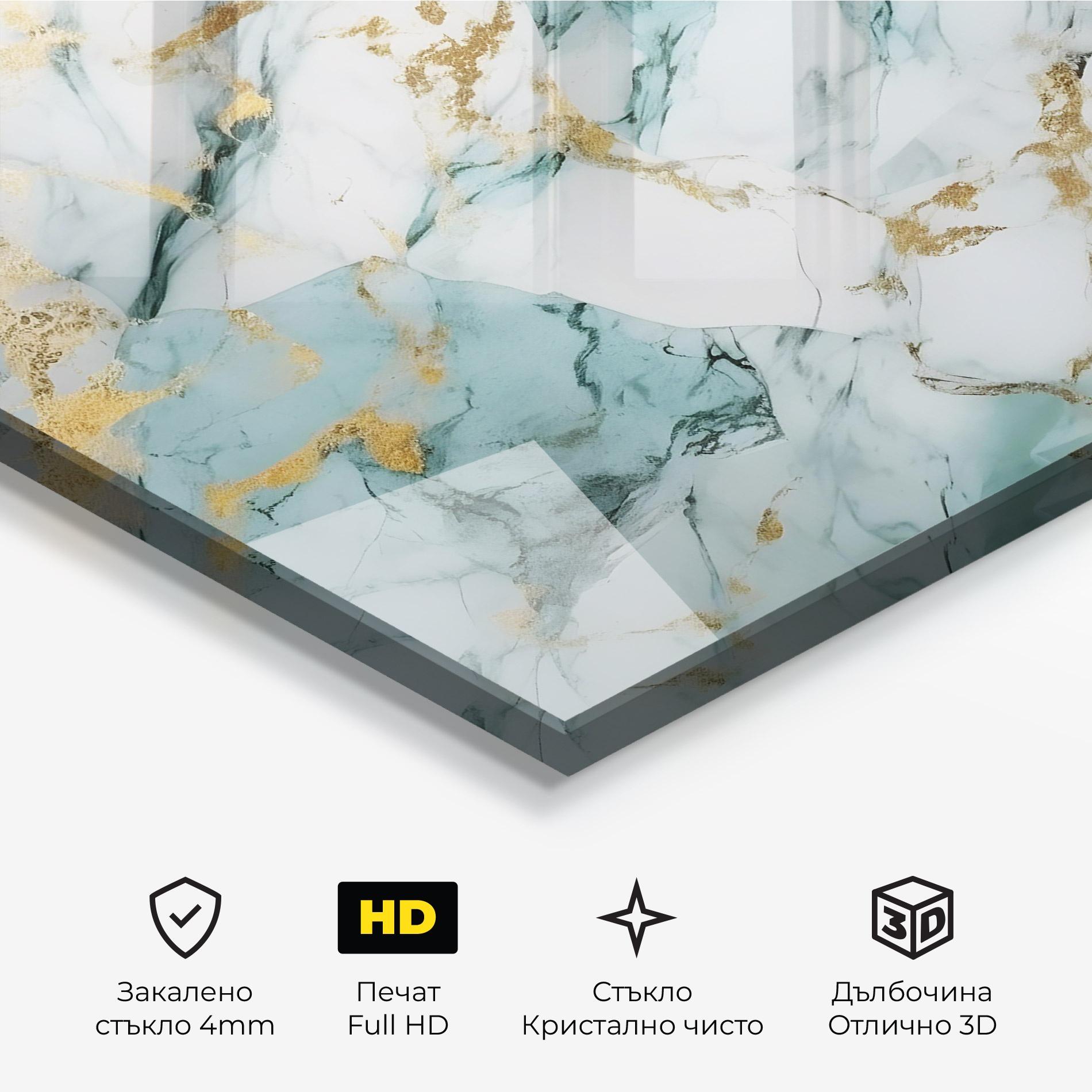 Стъклена картина Light Green Gold Line mockup 3