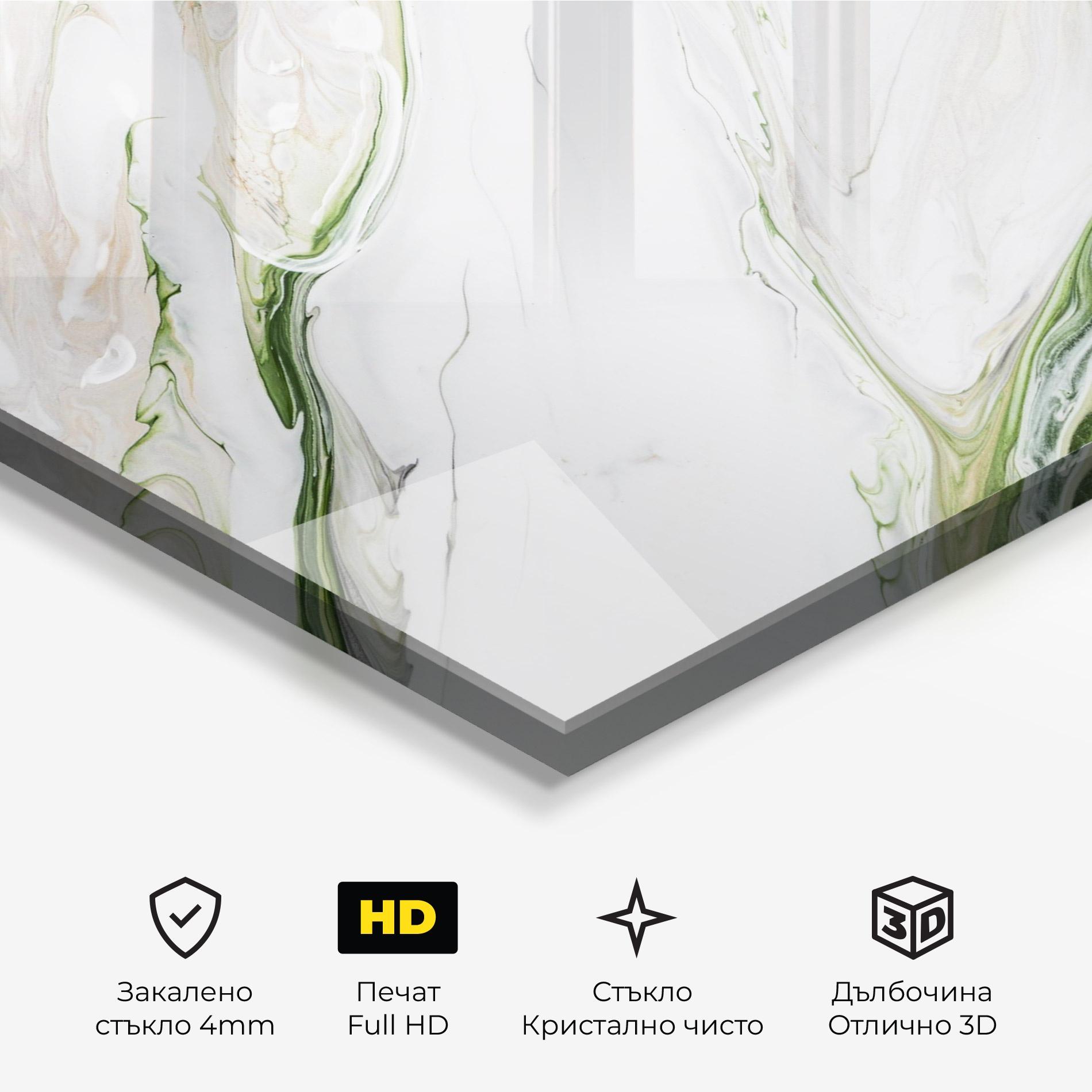 Стъклена картина Light Green Liquid mockup 3