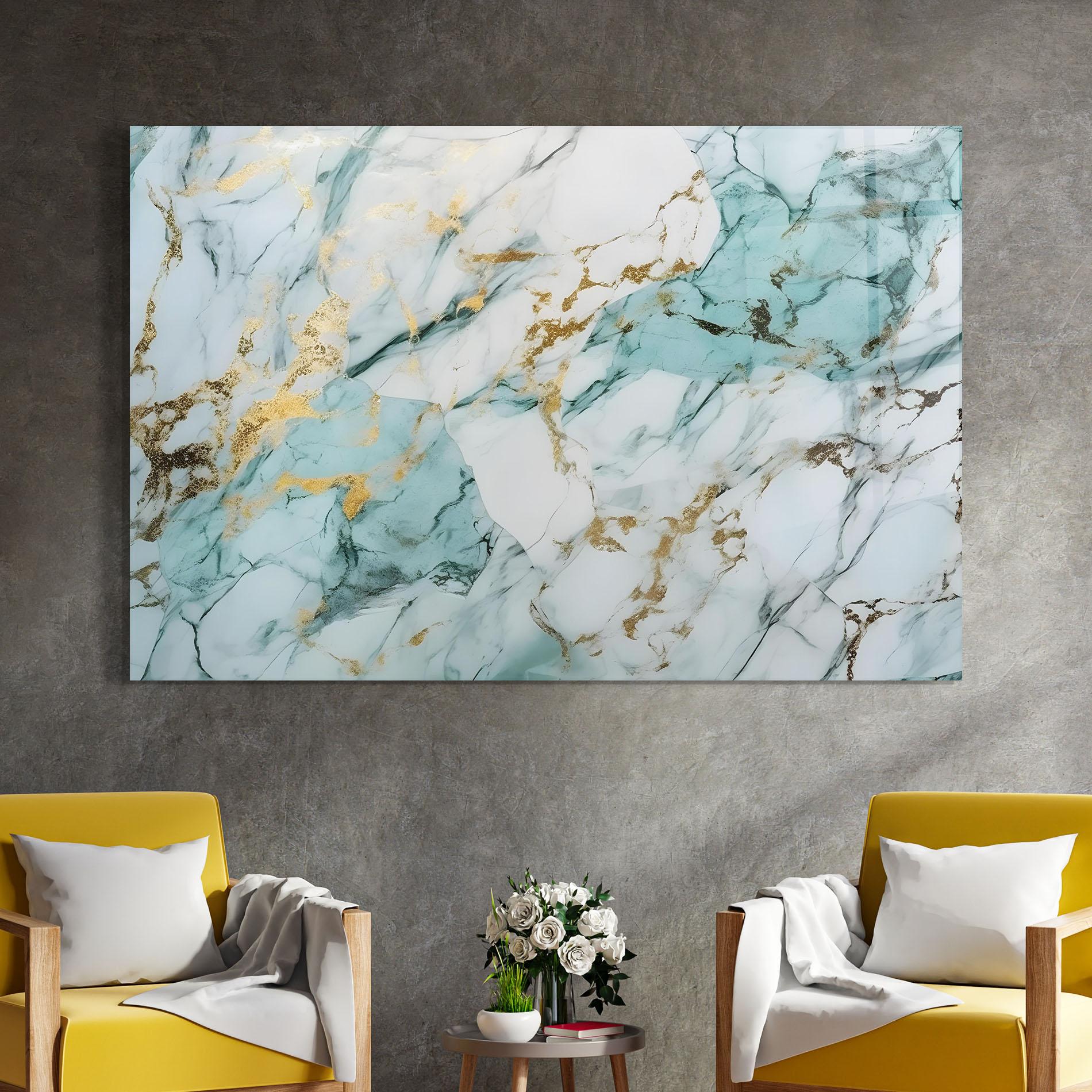 Стъклена картина Light Green Gold Line mockup 4