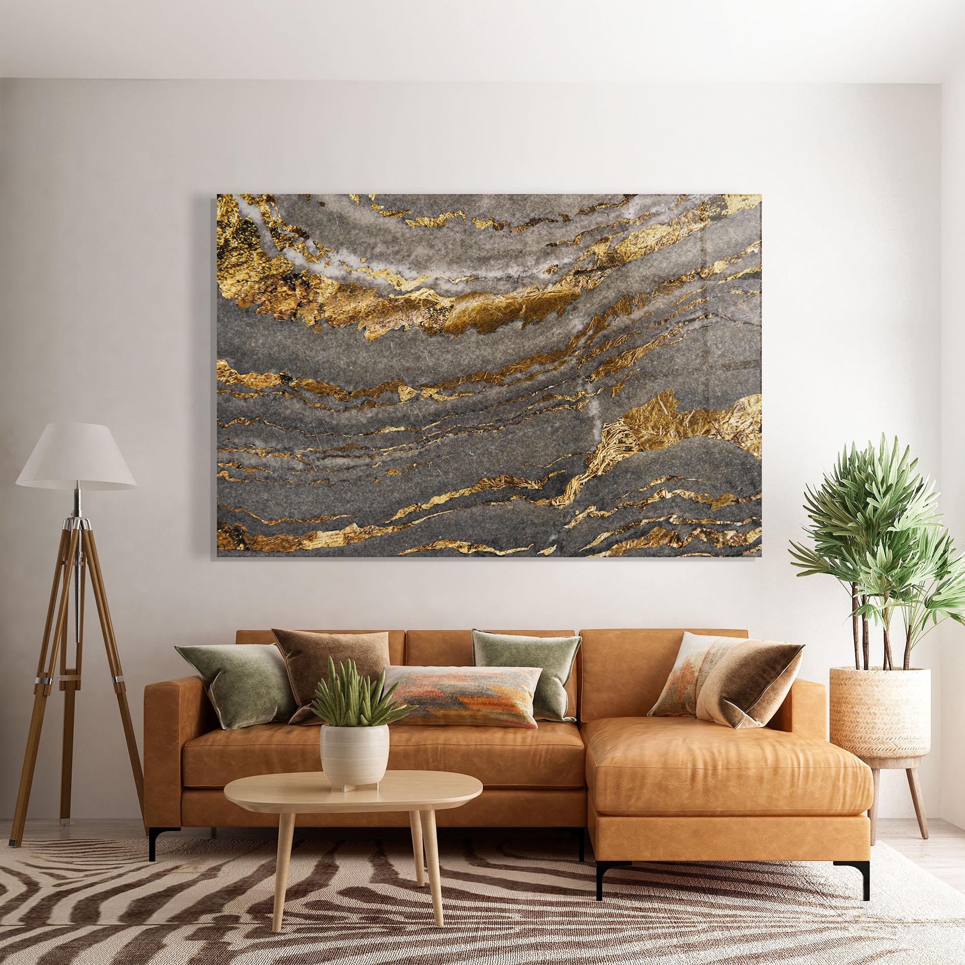 Стъклена картина Dark Colden Grey mockup 7