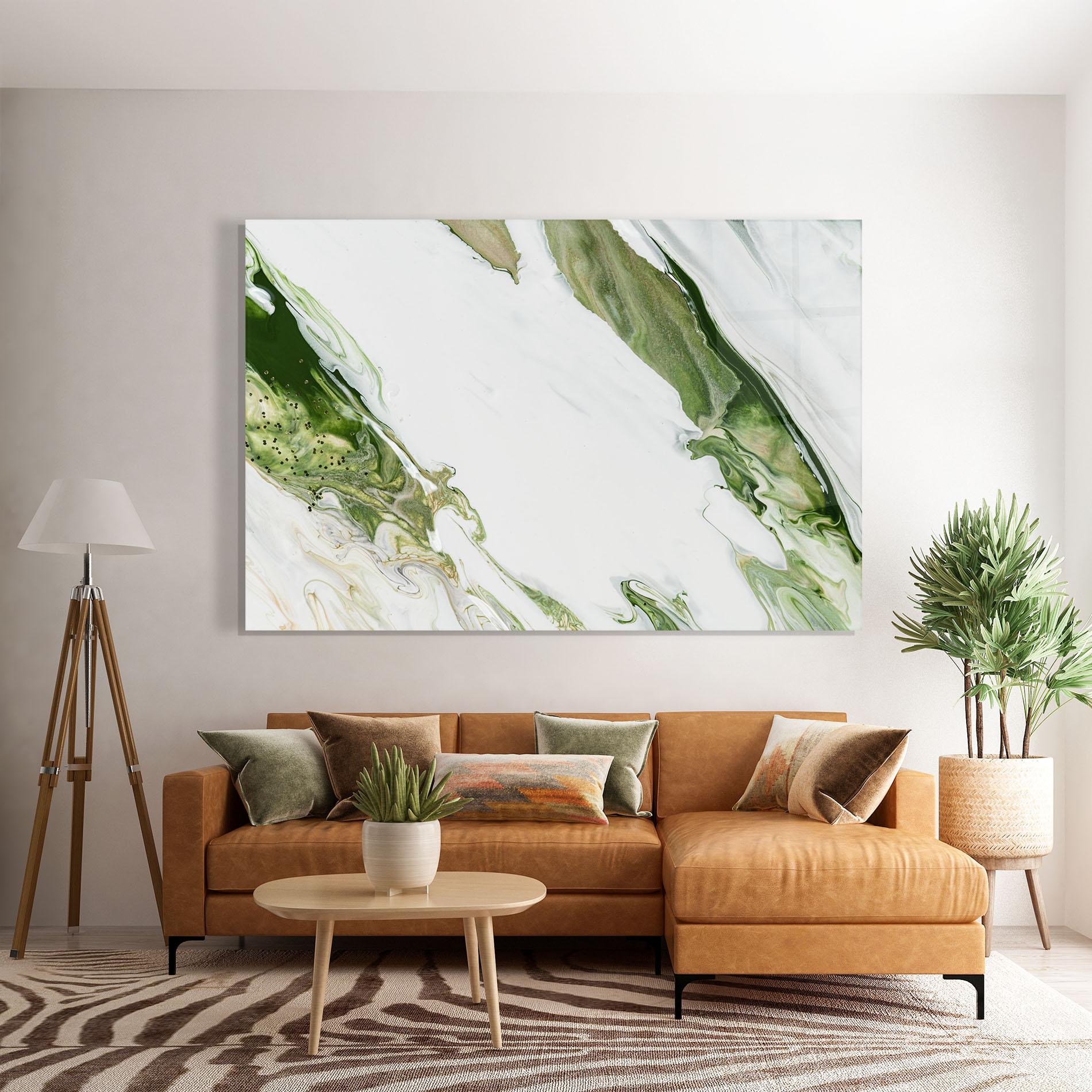 Стъклена картина Green Liquid Marble mockup 7