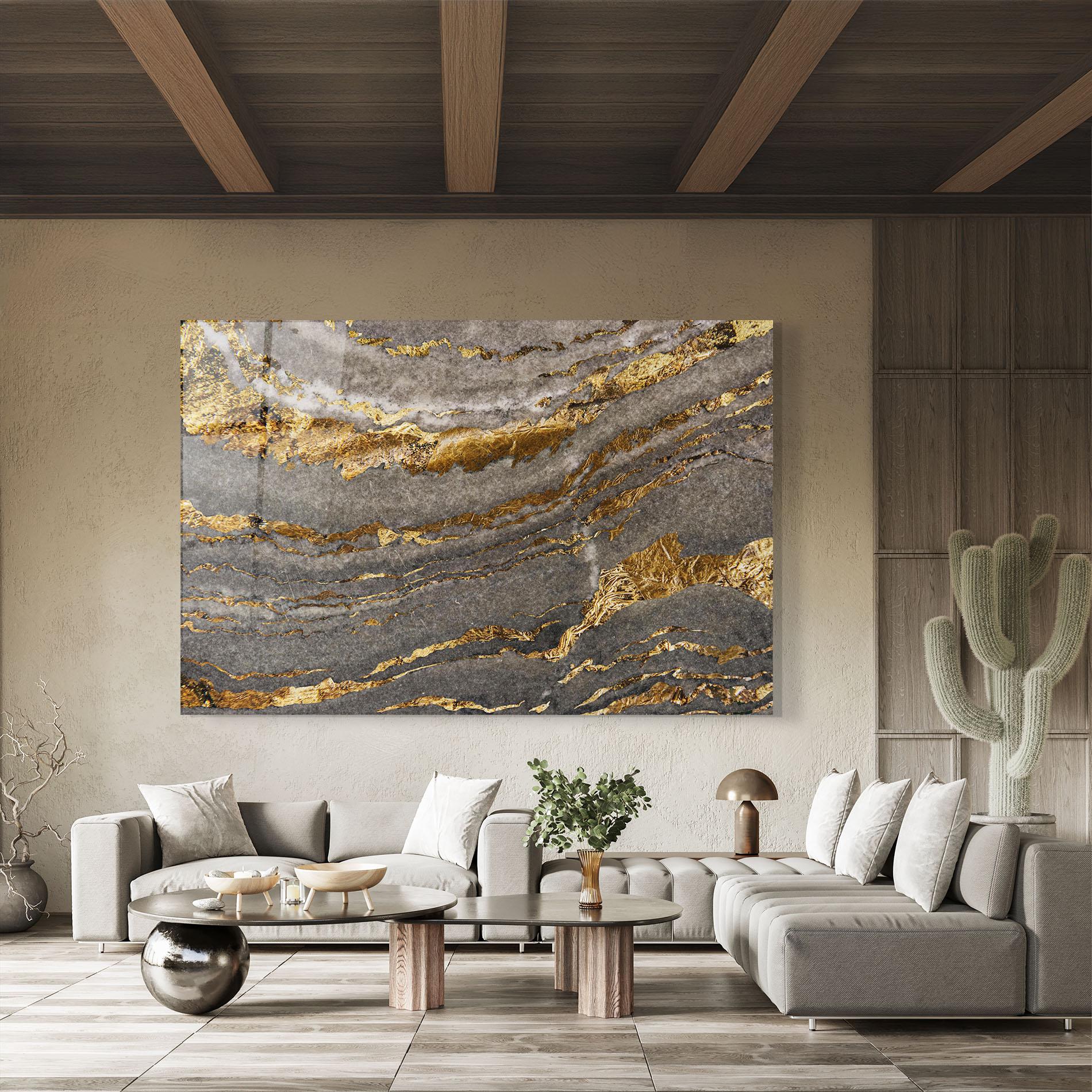 Стъклена картина Dark Colden Grey mockup 8