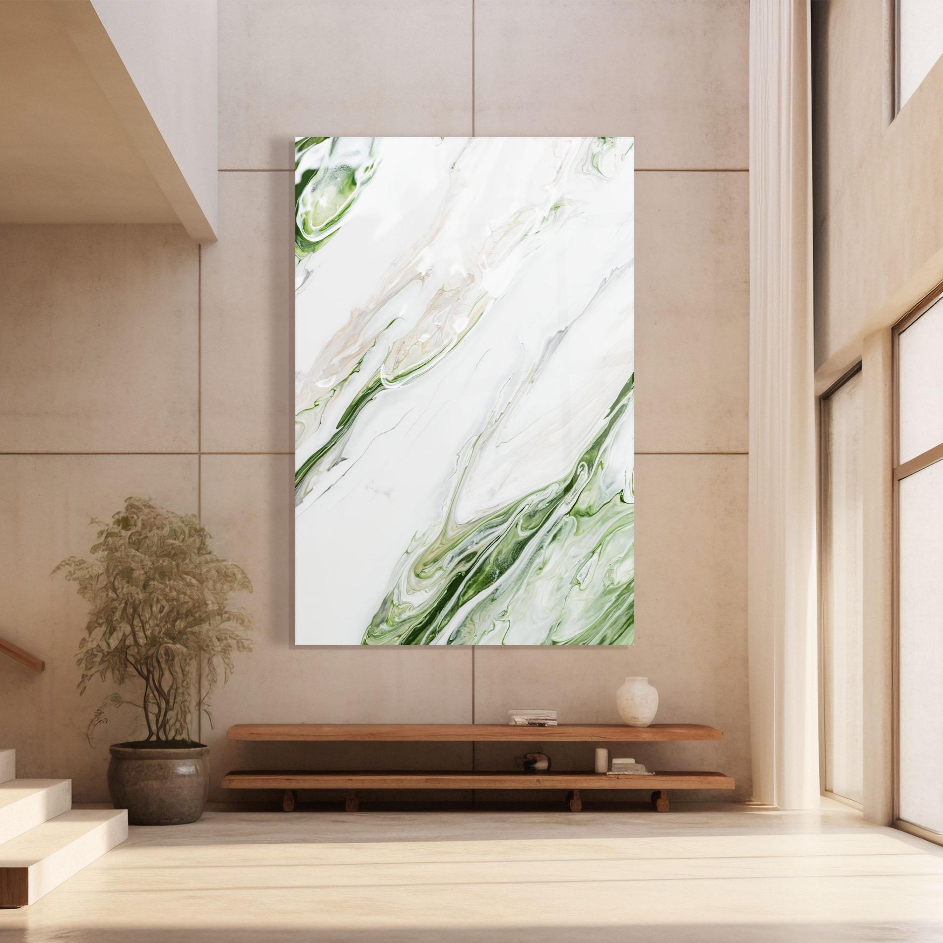 Стъклена картина Light Green Liquid mockup 8