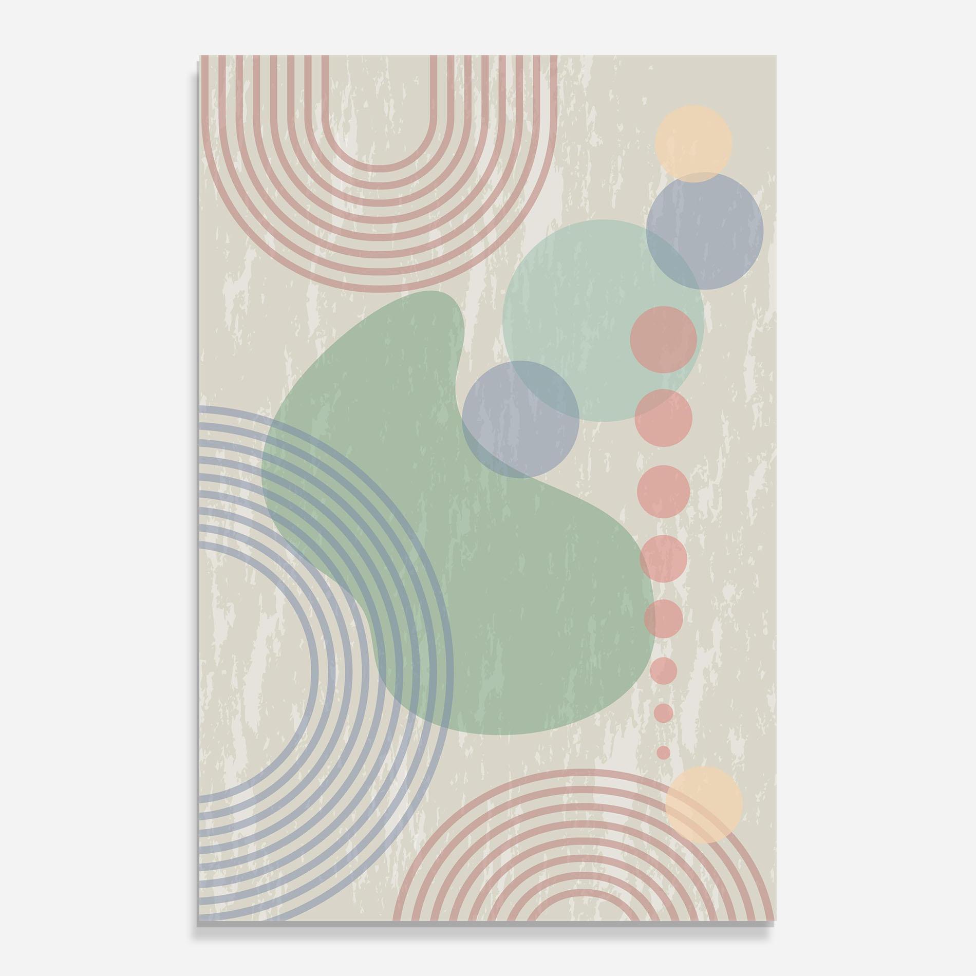 Стъклена картина Green Pink Shapes mockup 0