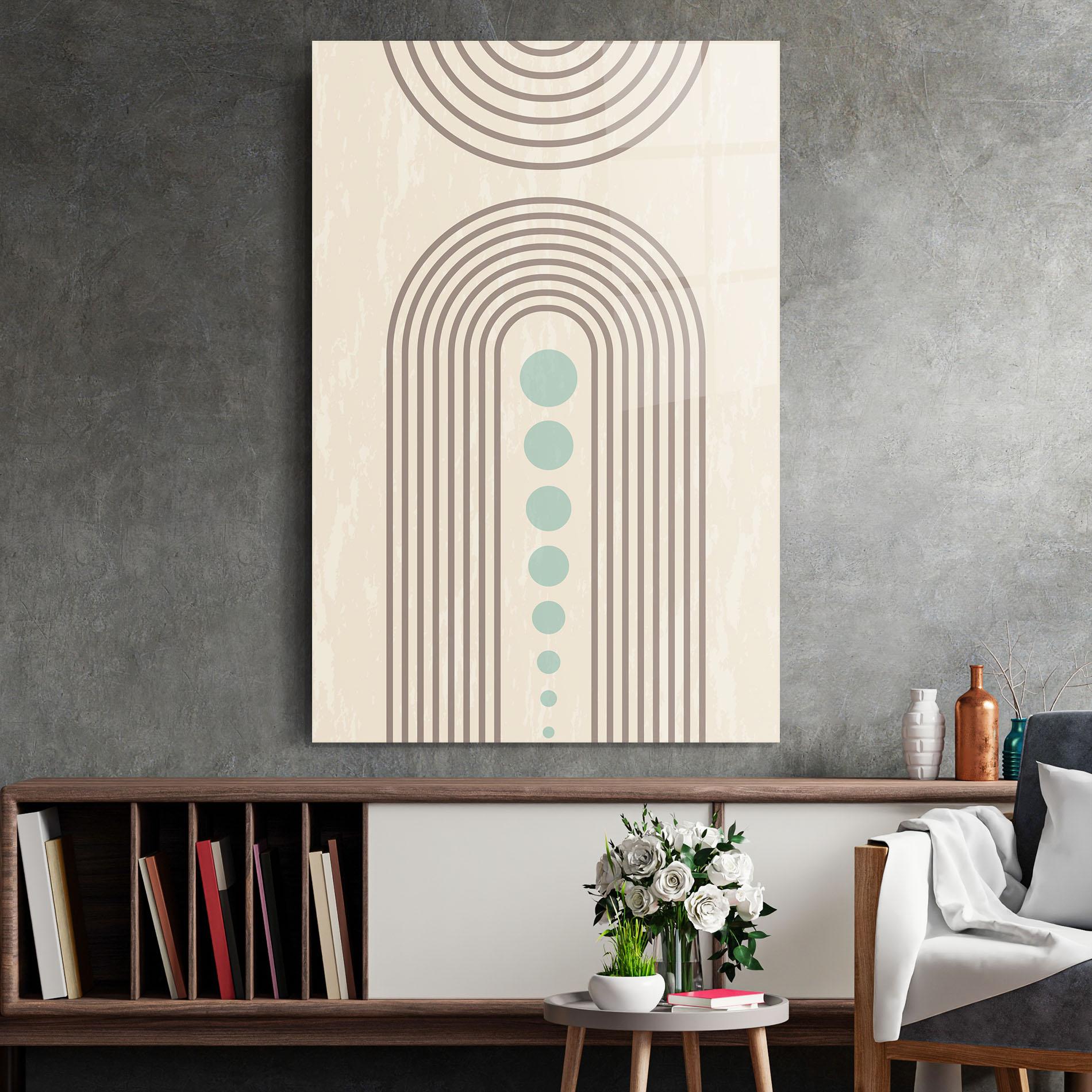 Стъклена картина Cream Blue Circles mockup 2
