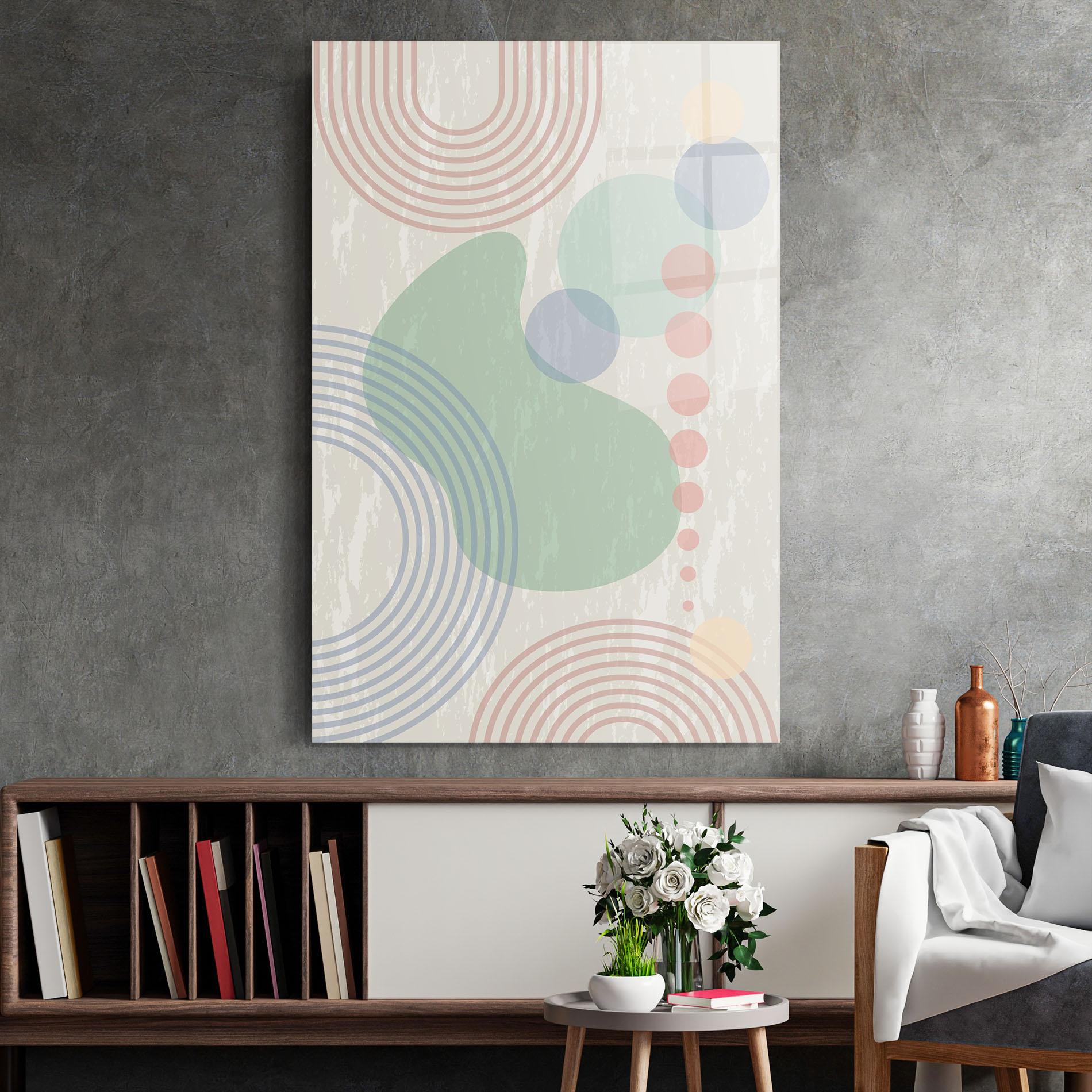 Стъклена картина Green Pink Shapes mockup 2