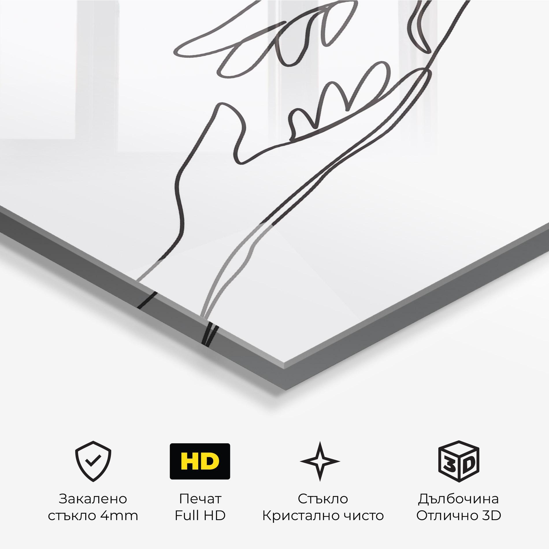 Стъклена картина Hands Reaching mockup 3