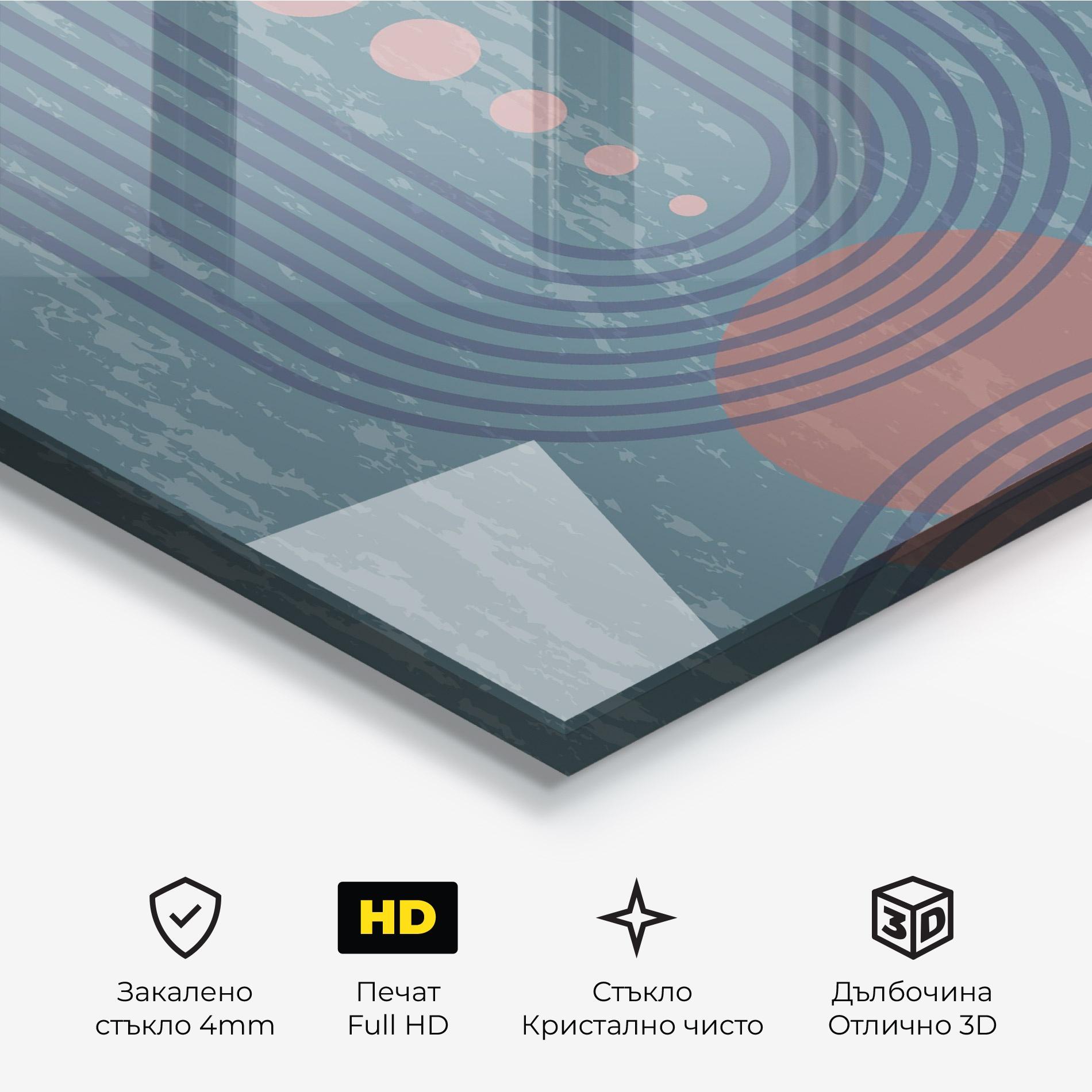 Стъклена картина Pink Circle On Blue mockup 3