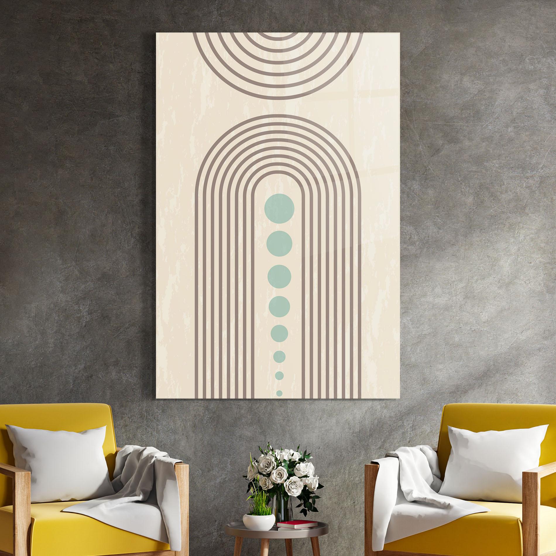 Стъклена картина Cream Blue Circles mockup 4