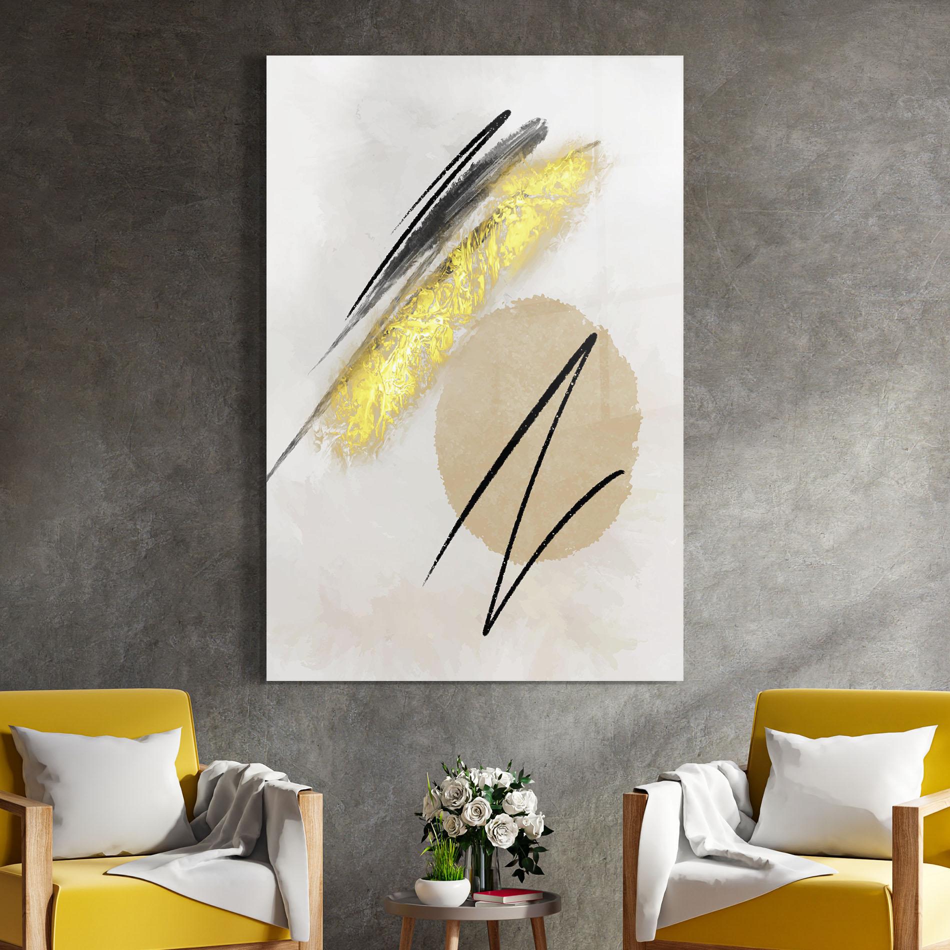 Стъклена картина Gold Brush mockup 4