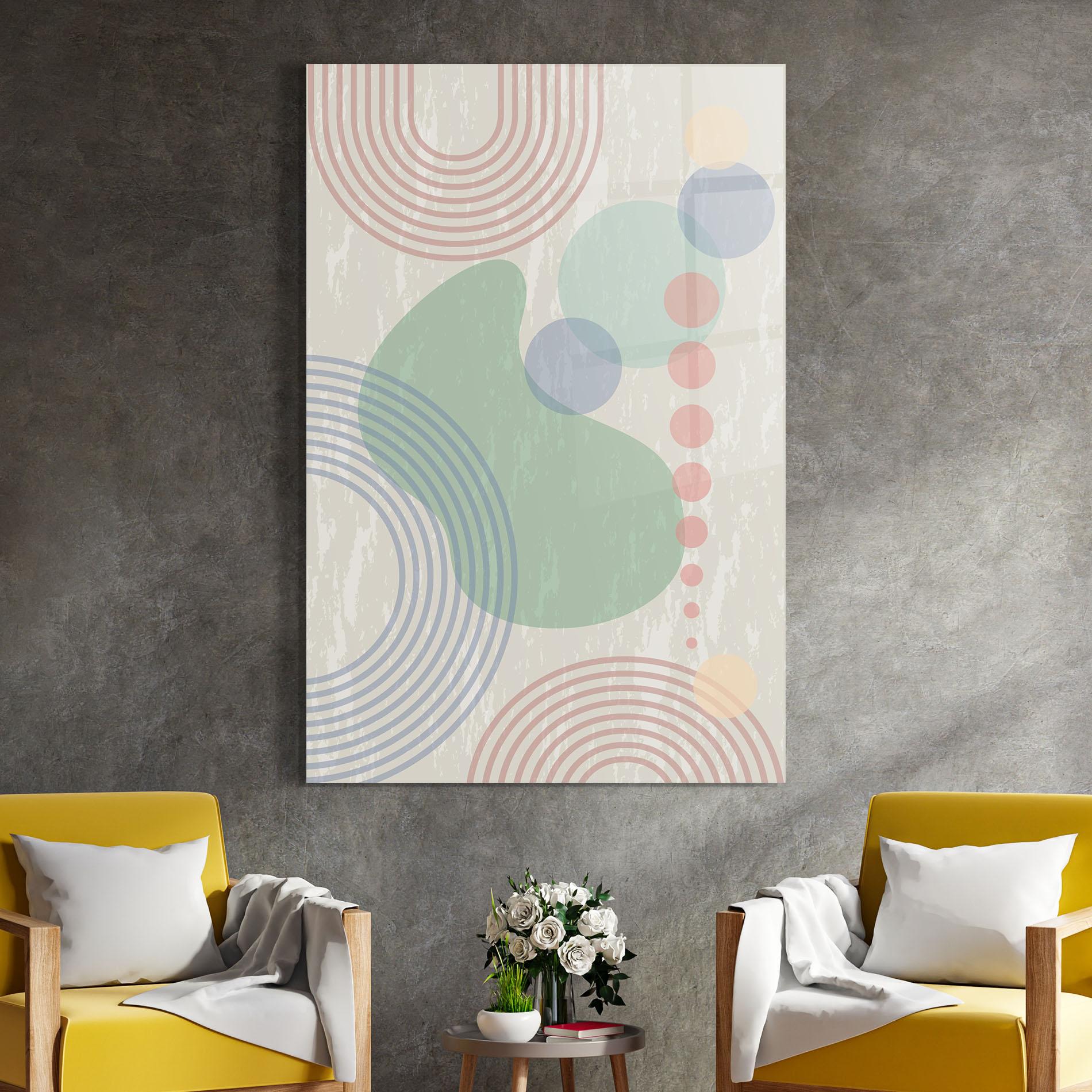 Стъклена картина Green Pink Shapes mockup 4