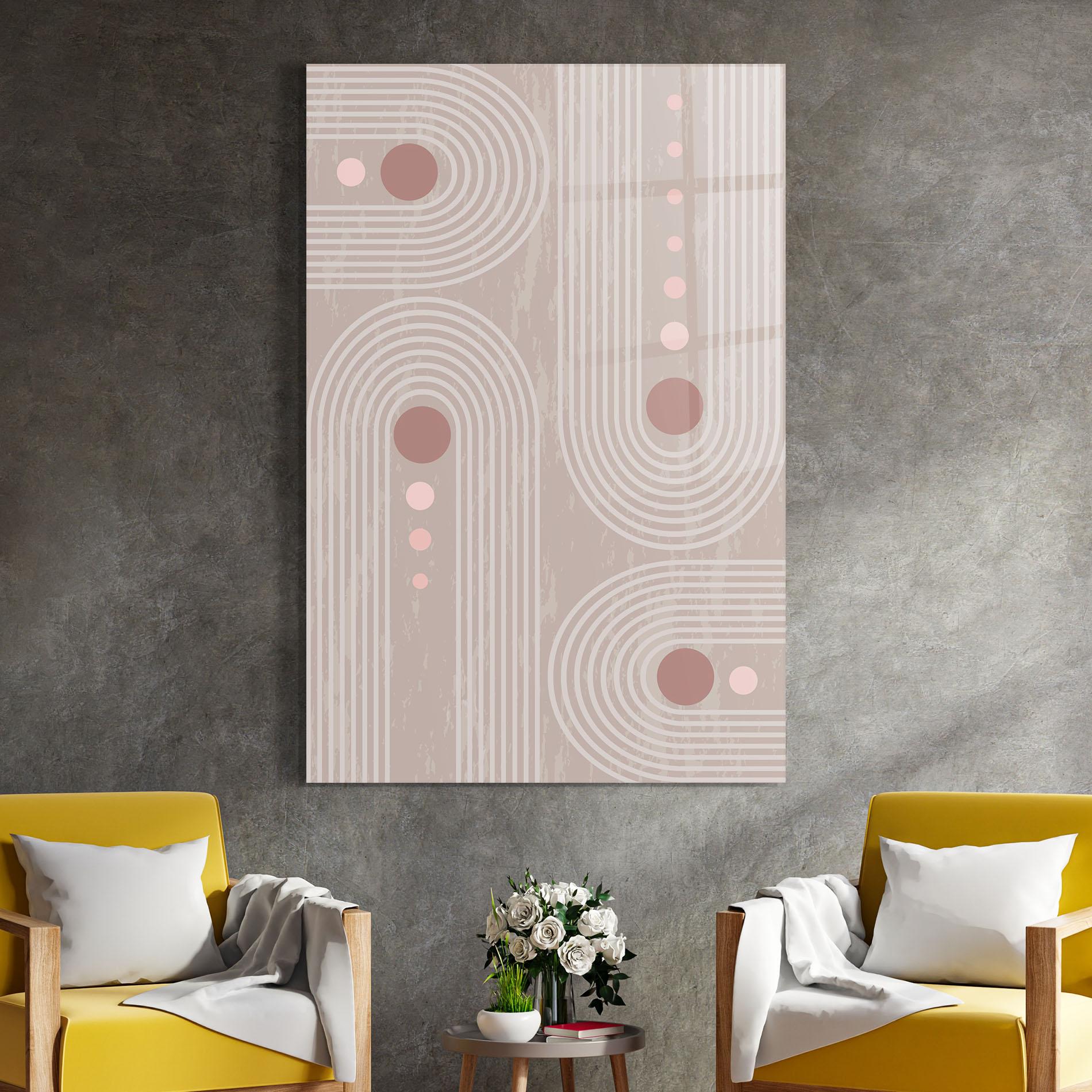 Стъклена картина Pink Circle On Cream mockup 4