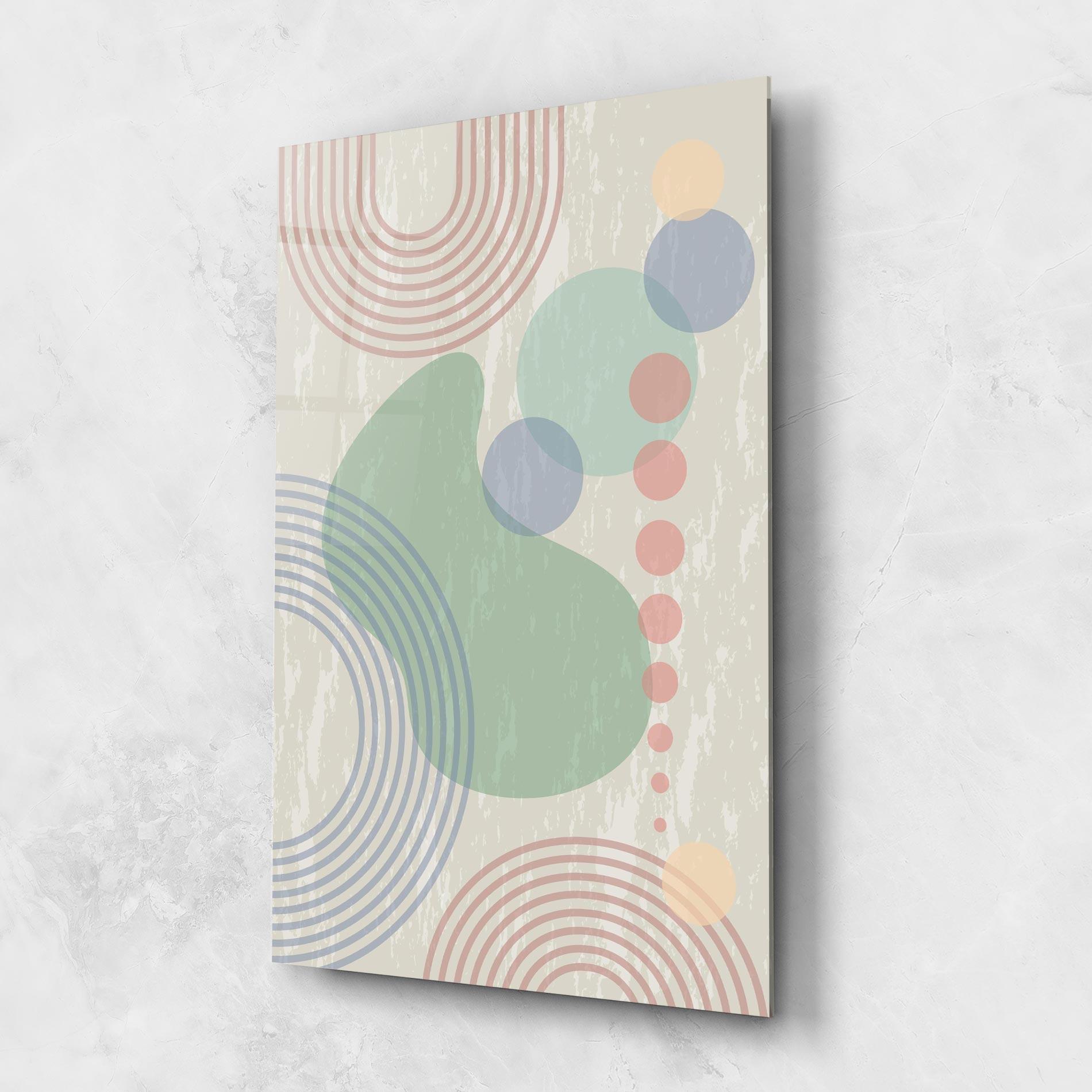 Стъклена картина Green Pink Shapes mockup 1