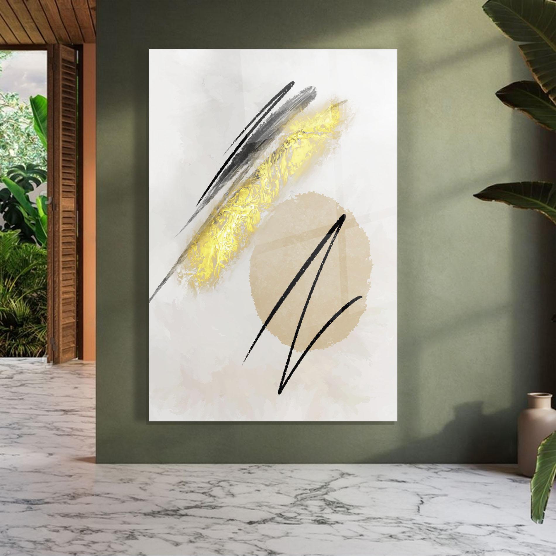 Стъклена картина Gold Brush mockup 7