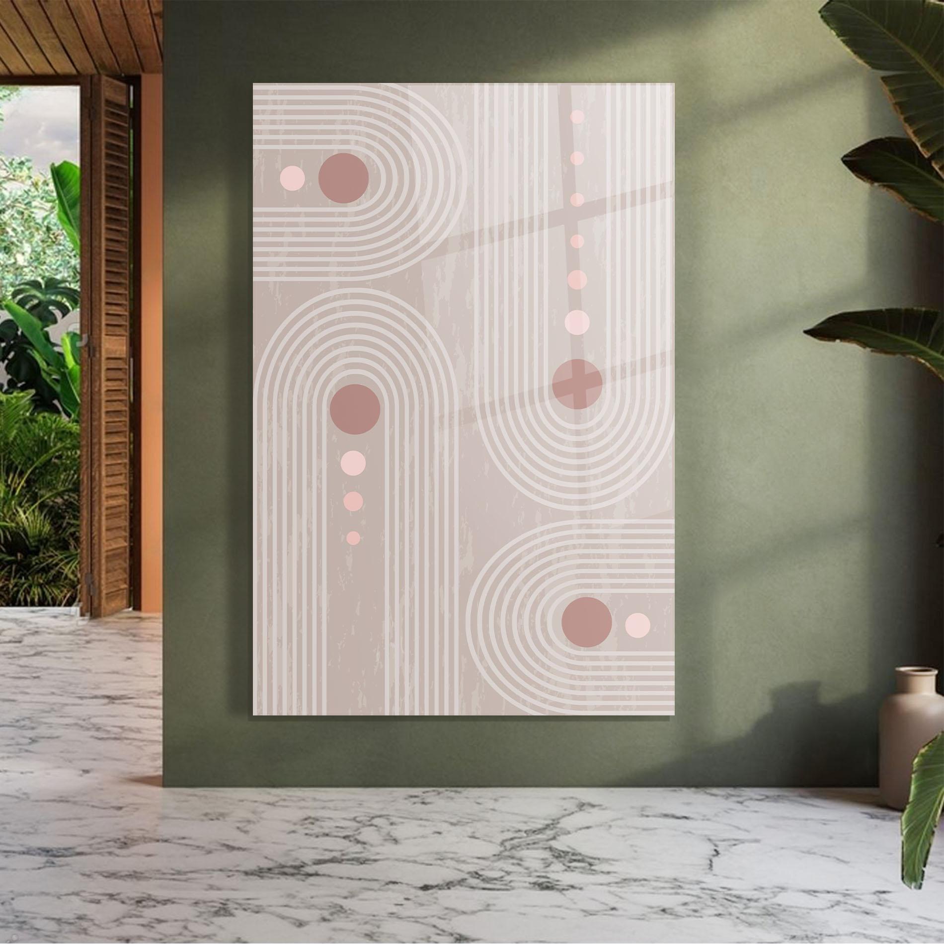 Стъклена картина Pink Circle On Cream mockup 7