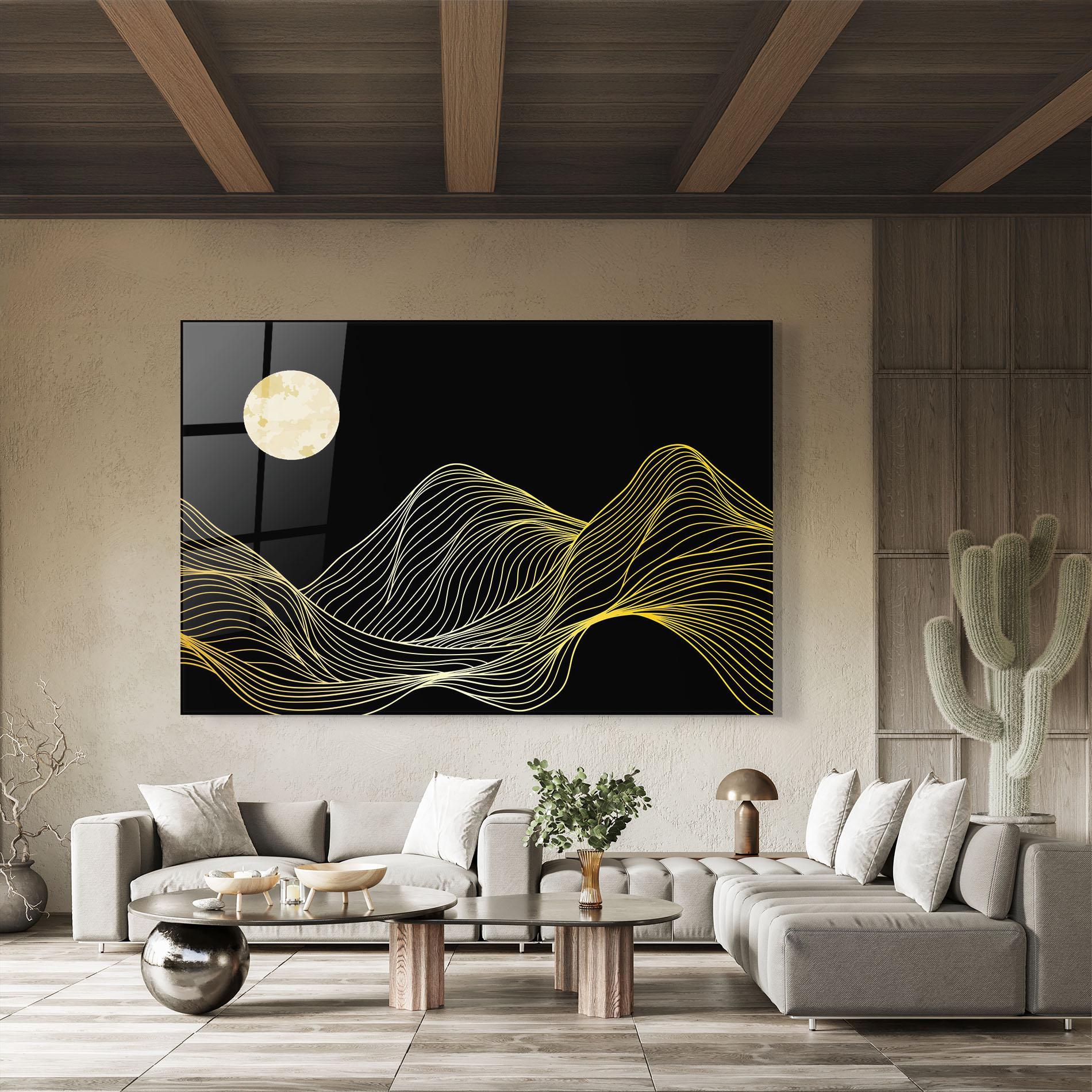 Стъклена картина Gold Moon mockup 8