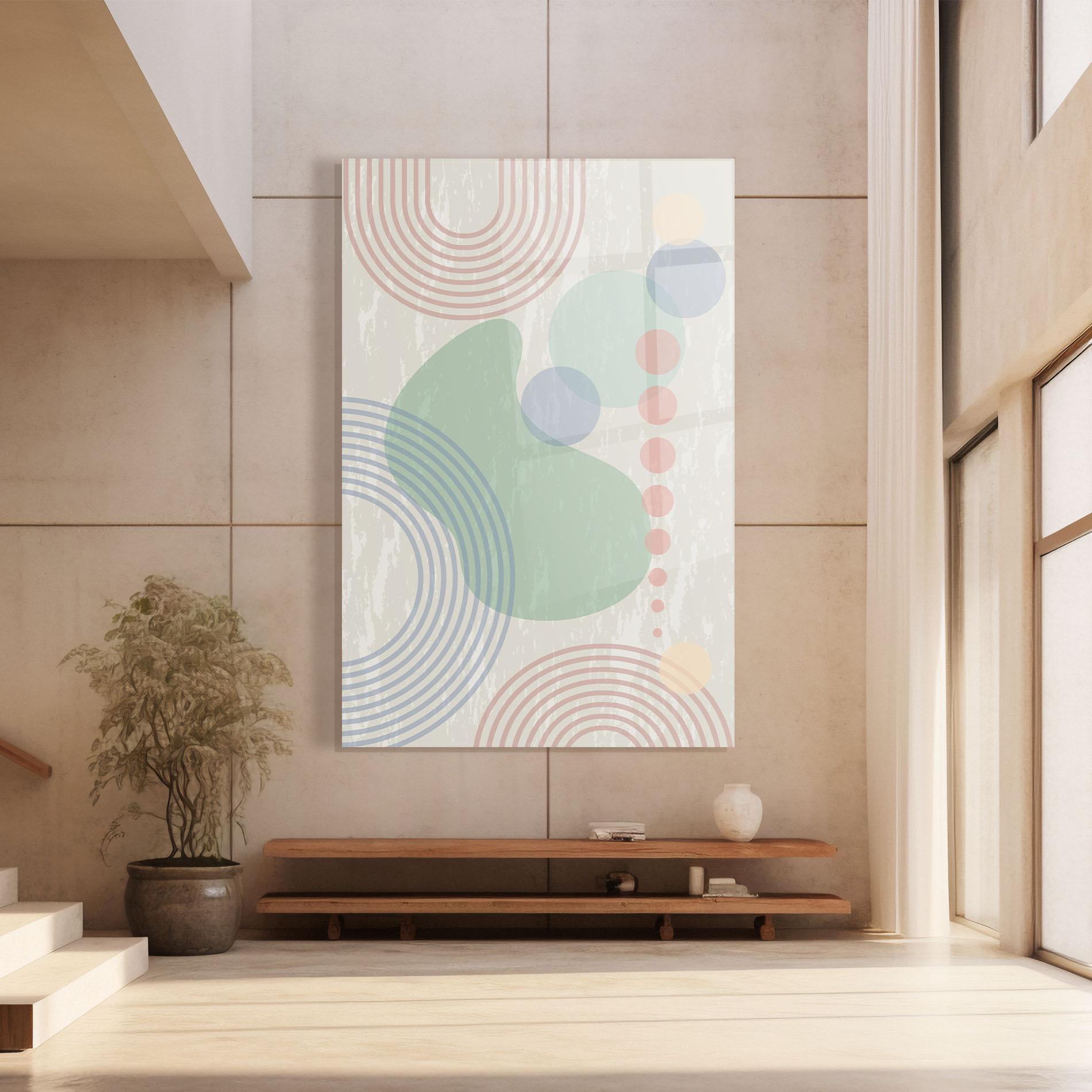 Стъклена картина Green Pink Shapes mockup 8
