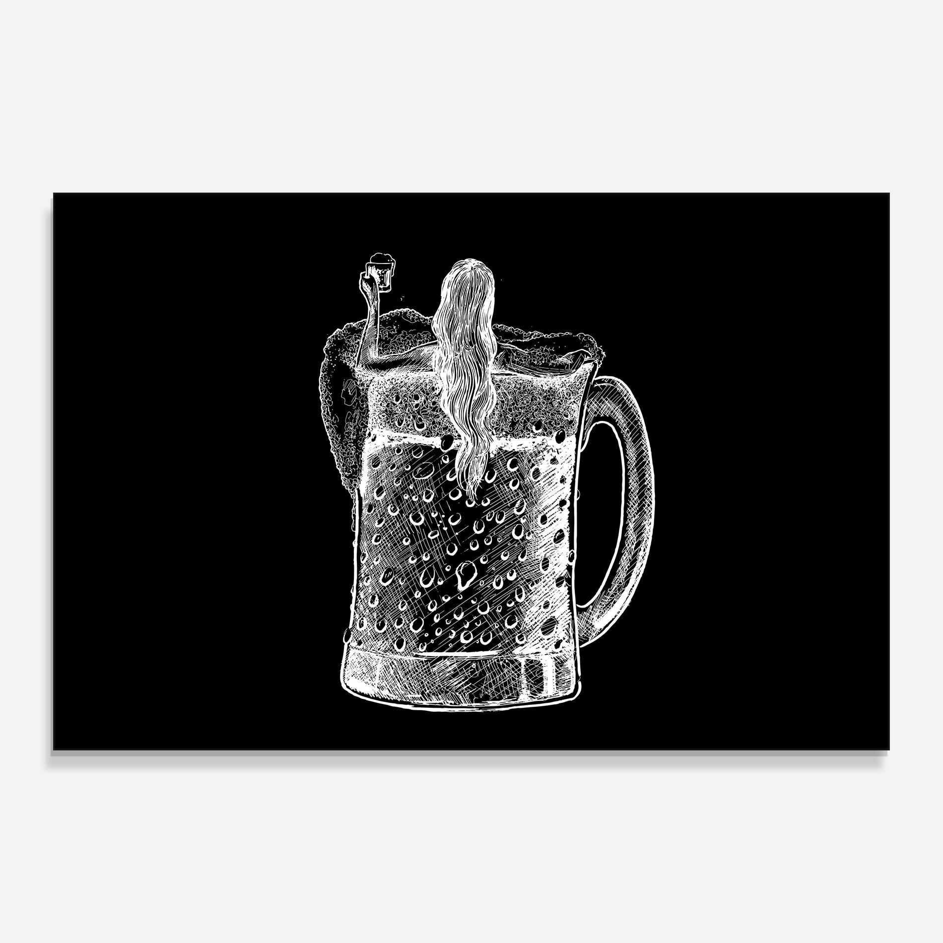 Стъклена картина Beer Woman mockup 0