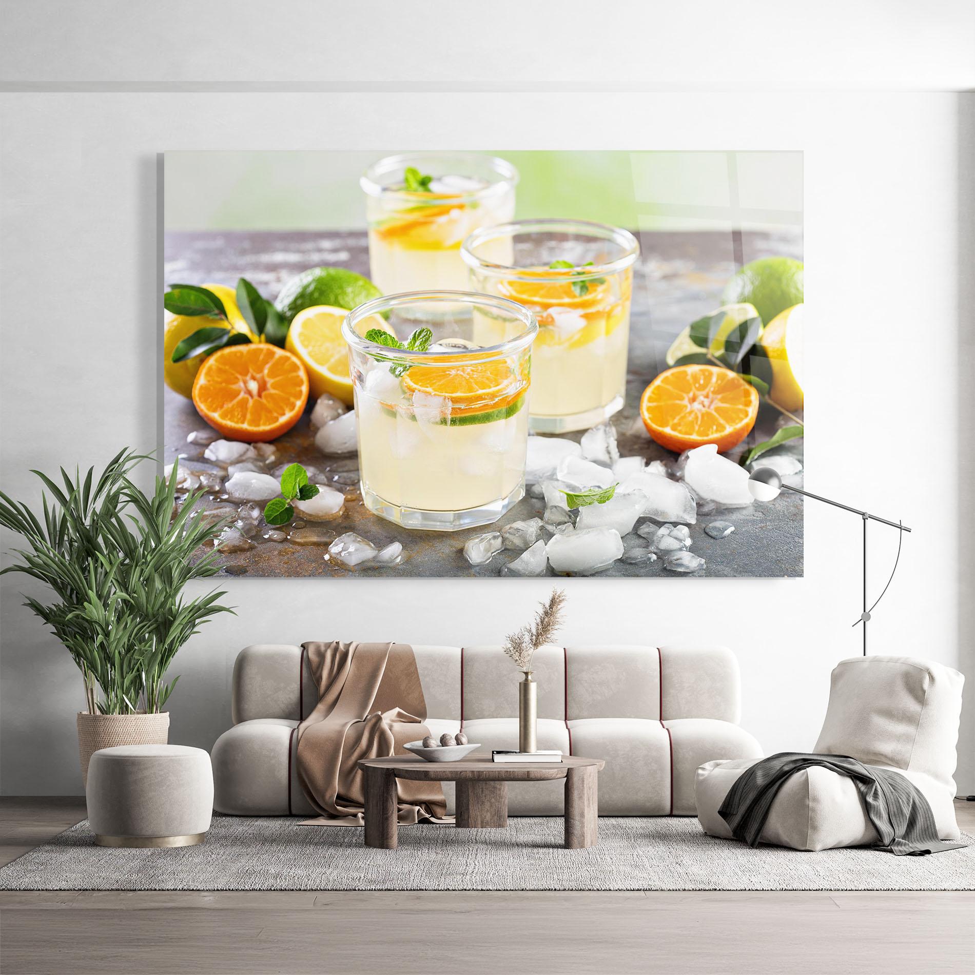 Стъклена картина Citrus Fruit Lemonade mockup 9