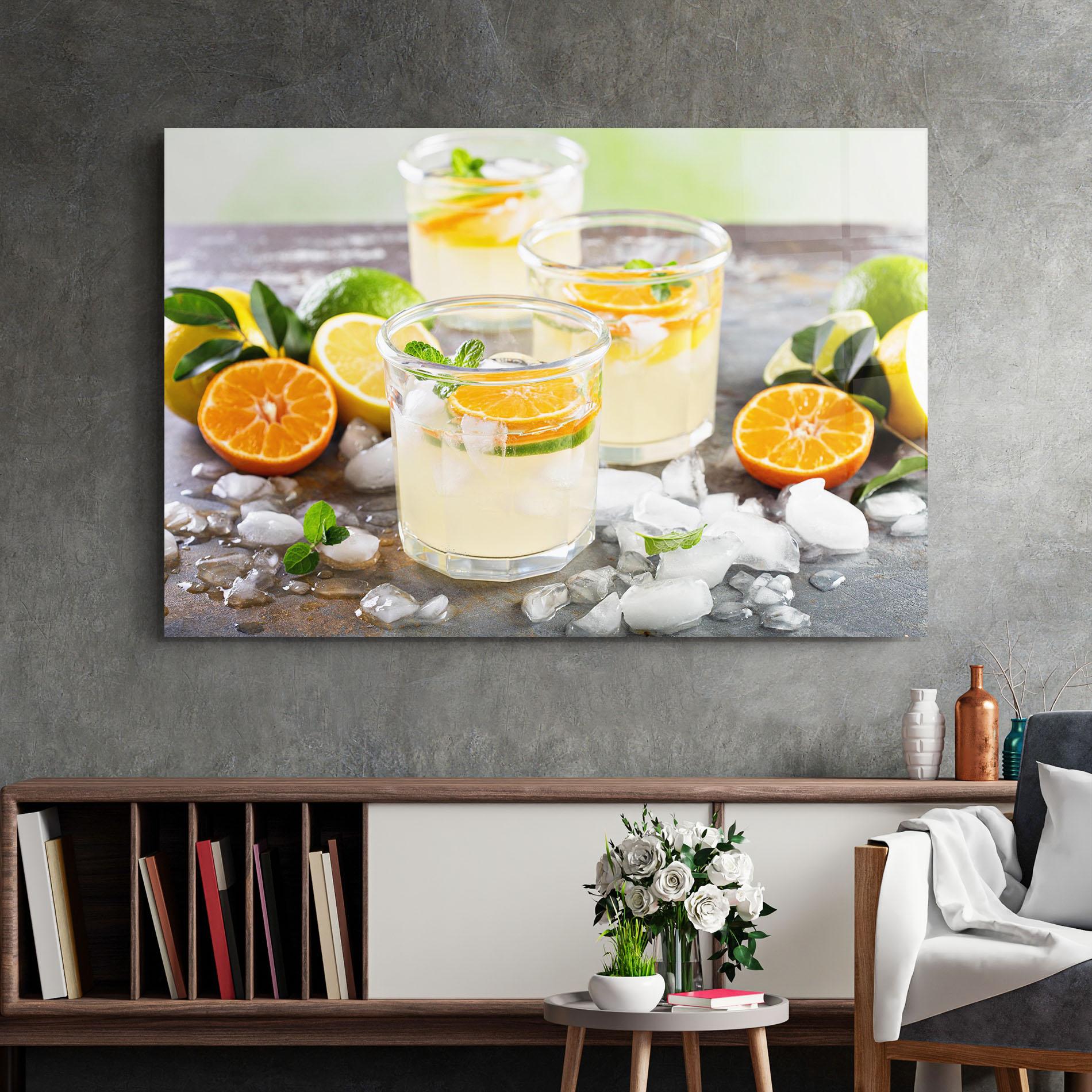Стъклена картина Citrus Fruit Lemonade mockup 2