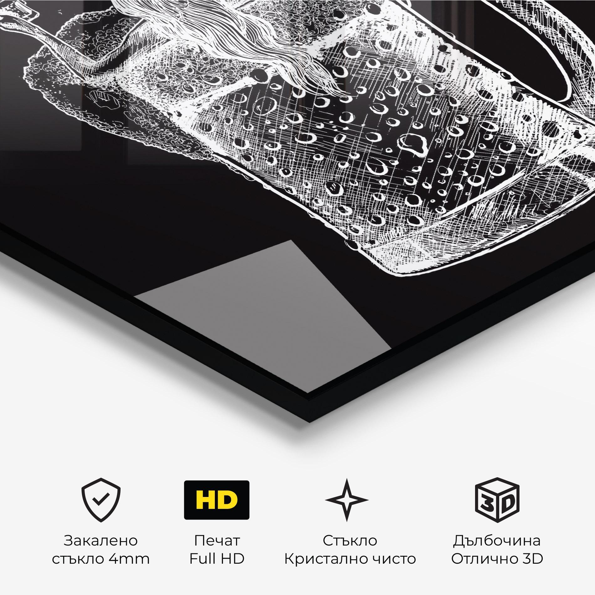 Стъклена картина Beer Woman mockup 3