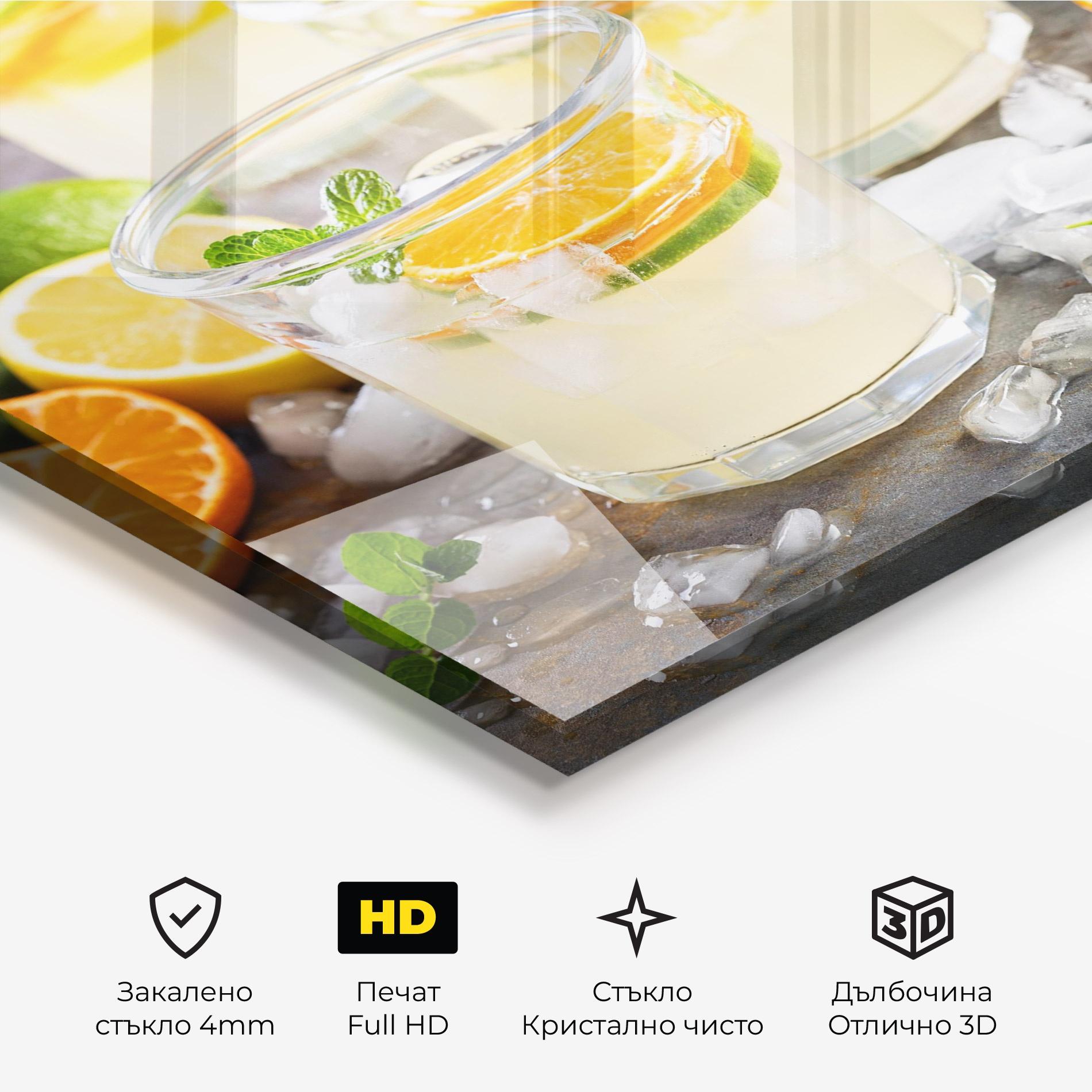 Стъклена картина Citrus Fruit Lemonade mockup 3