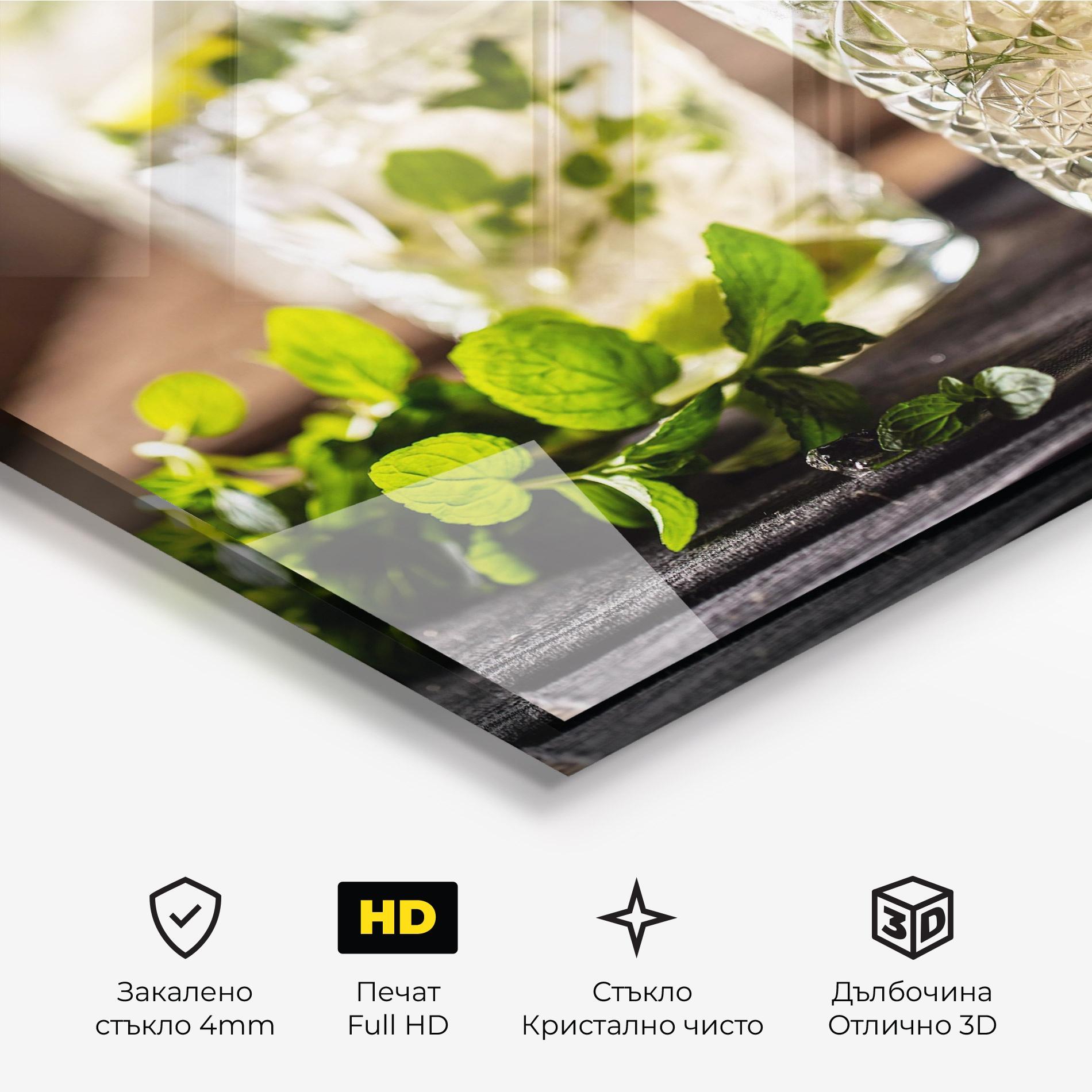 Стъклена картина Fresh Mint Lime mockup 3