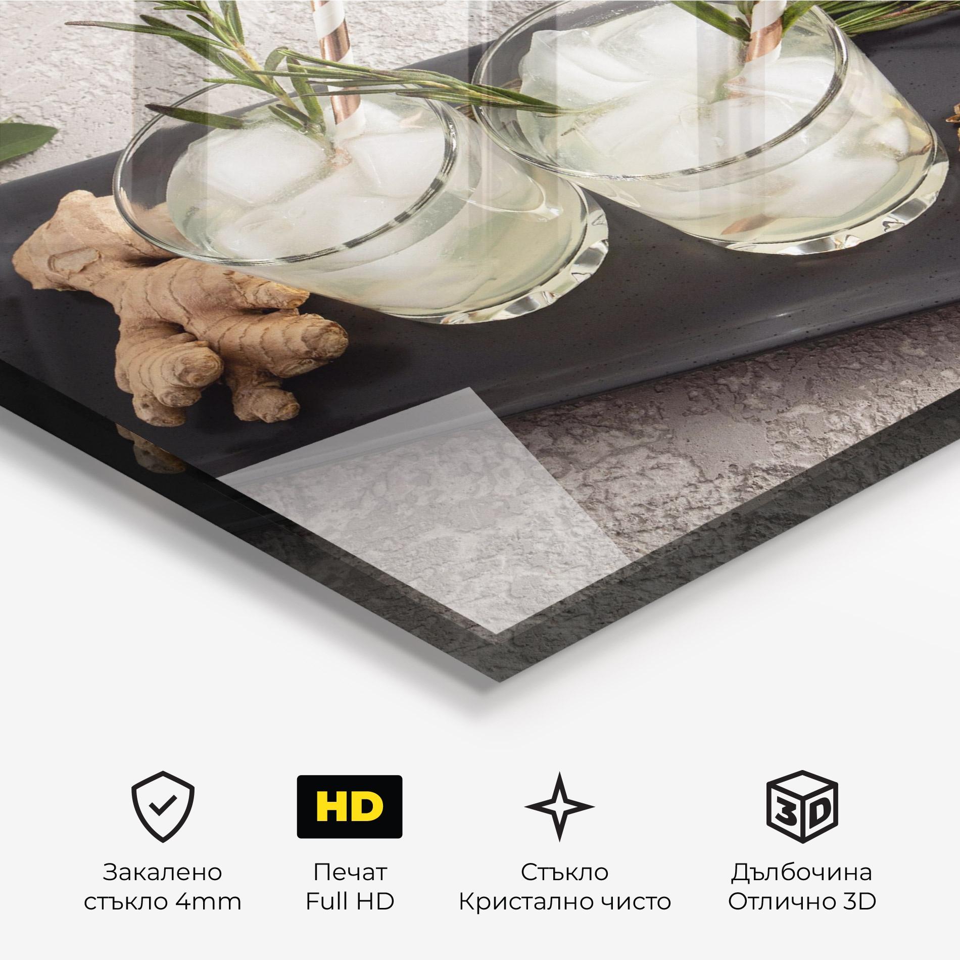 Стъклена картина Ginger Lemonade Drink mockup 3