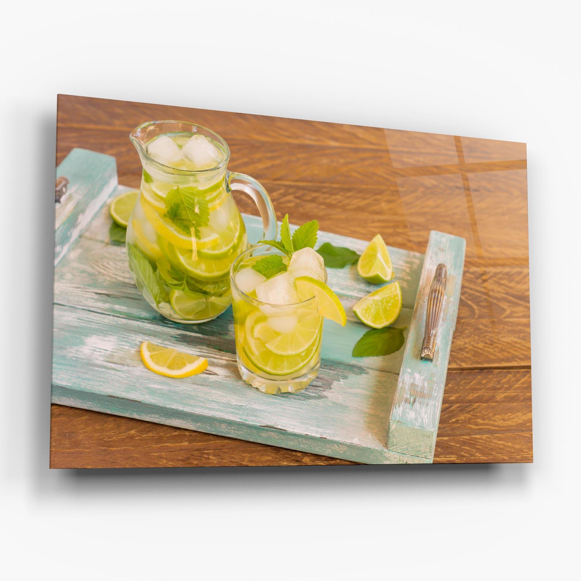 Стъклена картина Fresh Cold Lemonade mockup 6