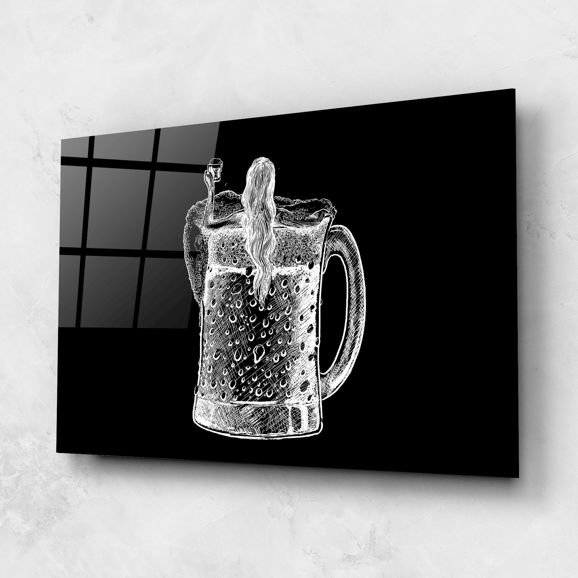 Стъклена картина Beer Woman mockup 1