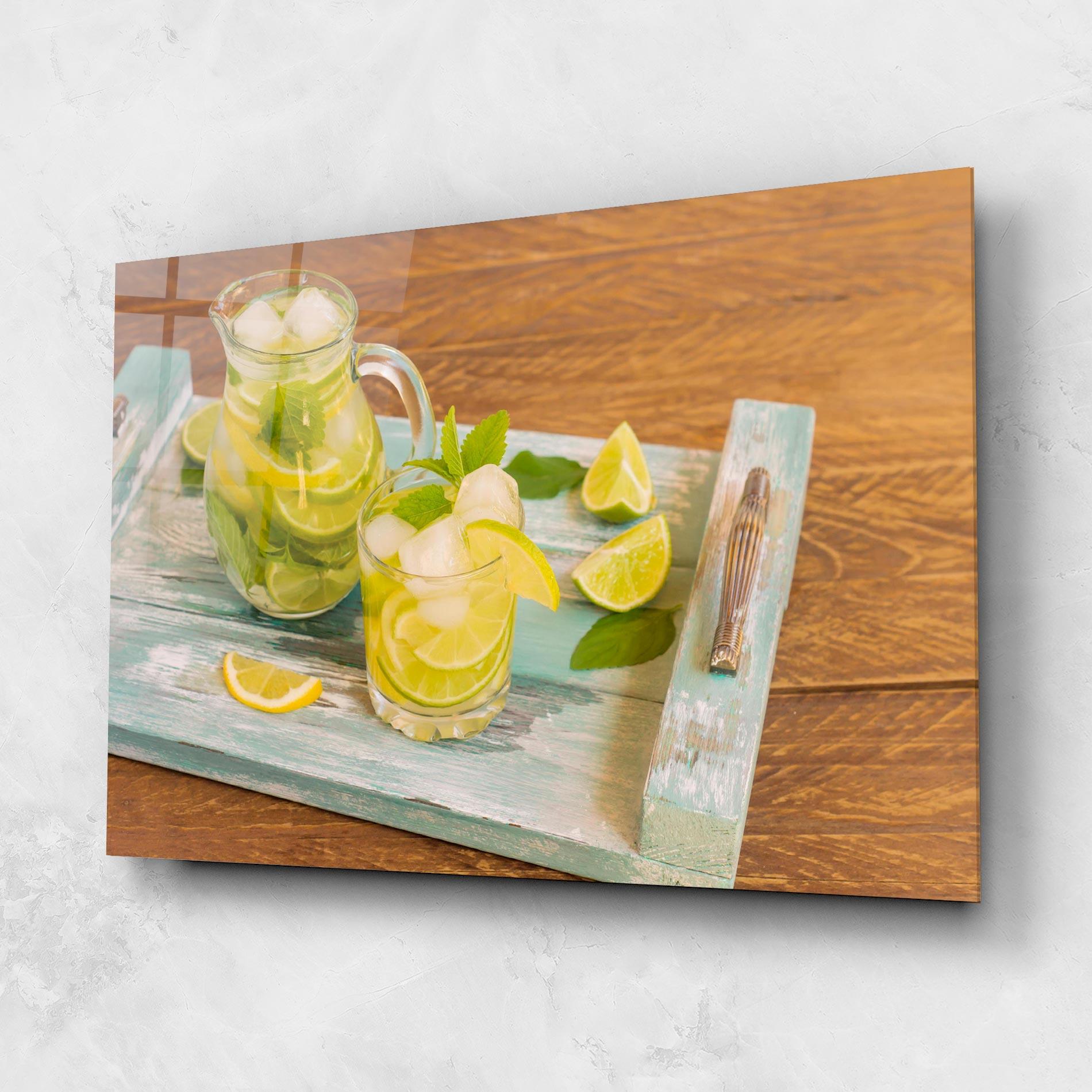 Стъклена картина Fresh Cold Lemonade mockup 1