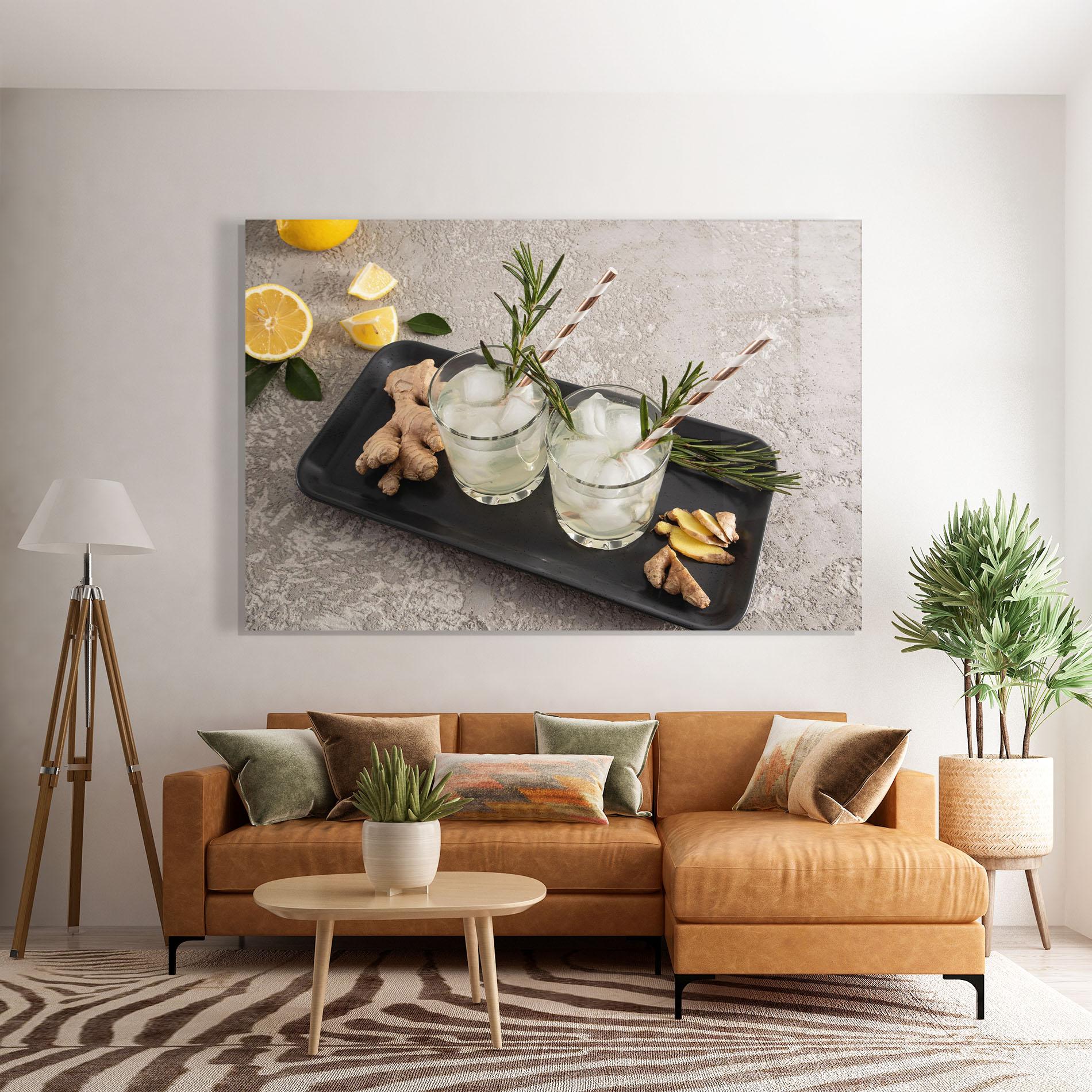 Стъклена картина Ginger Lemonade Drink mockup 7