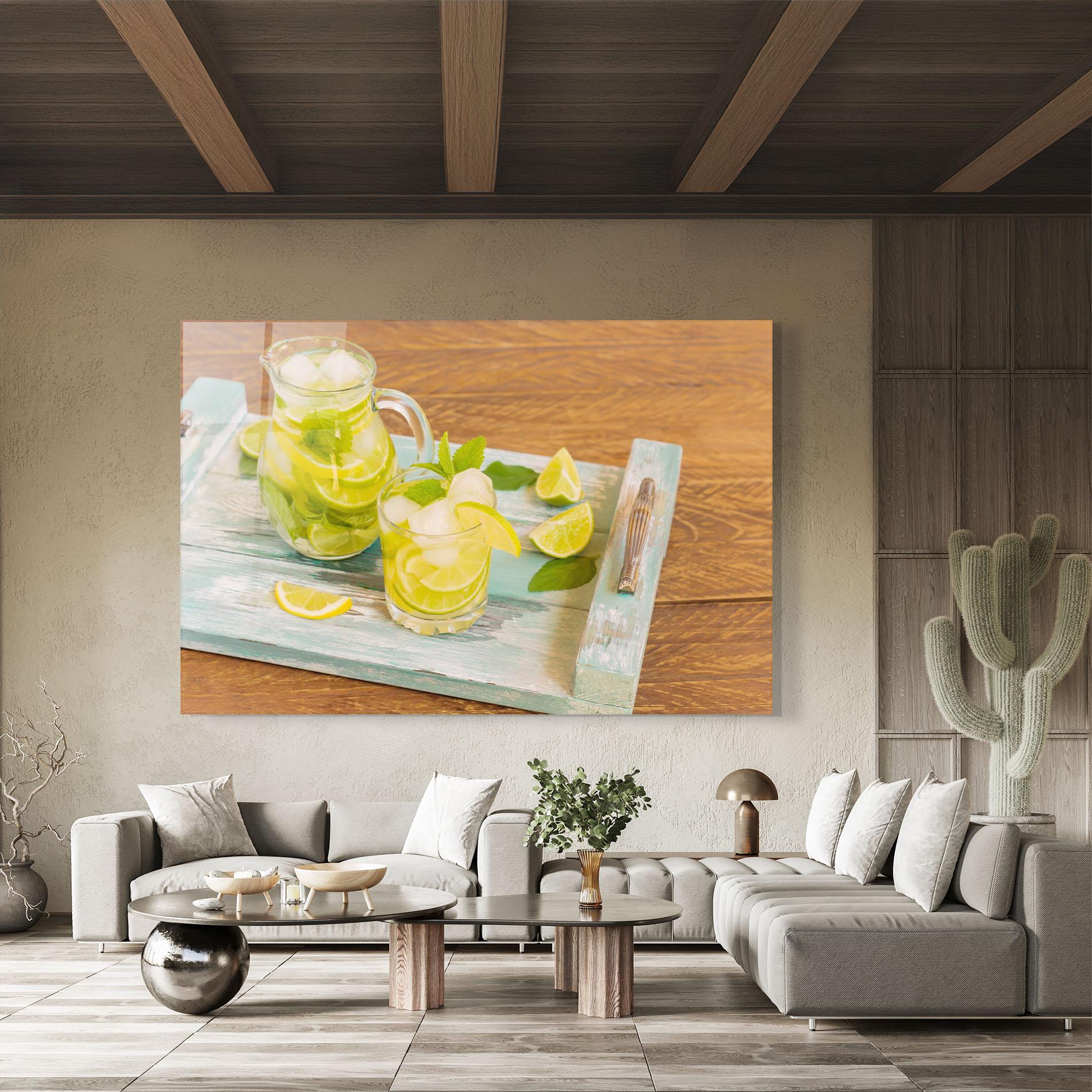 Стъклена картина Fresh Cold Lemonade mockup 8